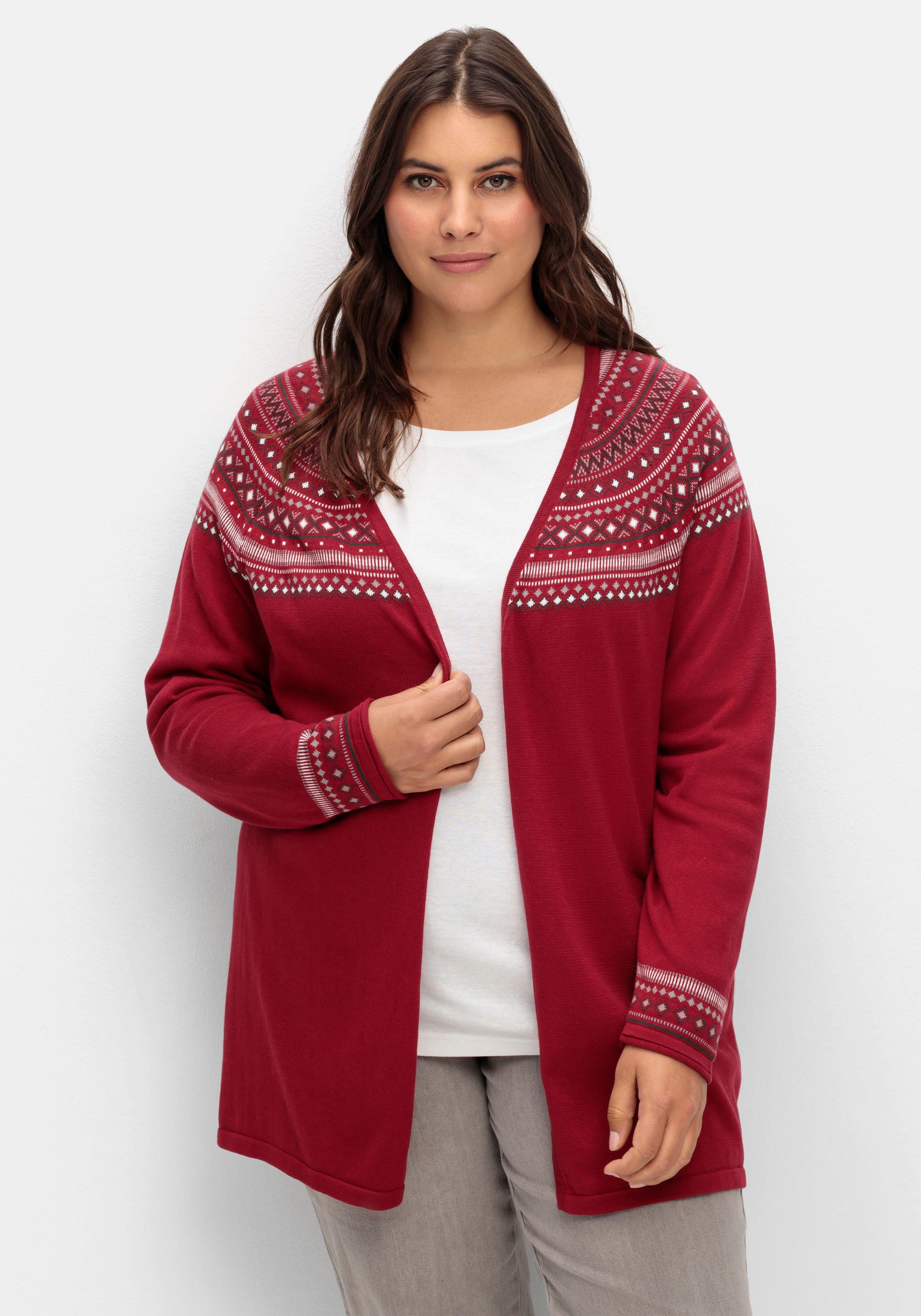 Pullover Mode sheego Plus Damen & große Size Größen | ♥ rot lang Strickjacken