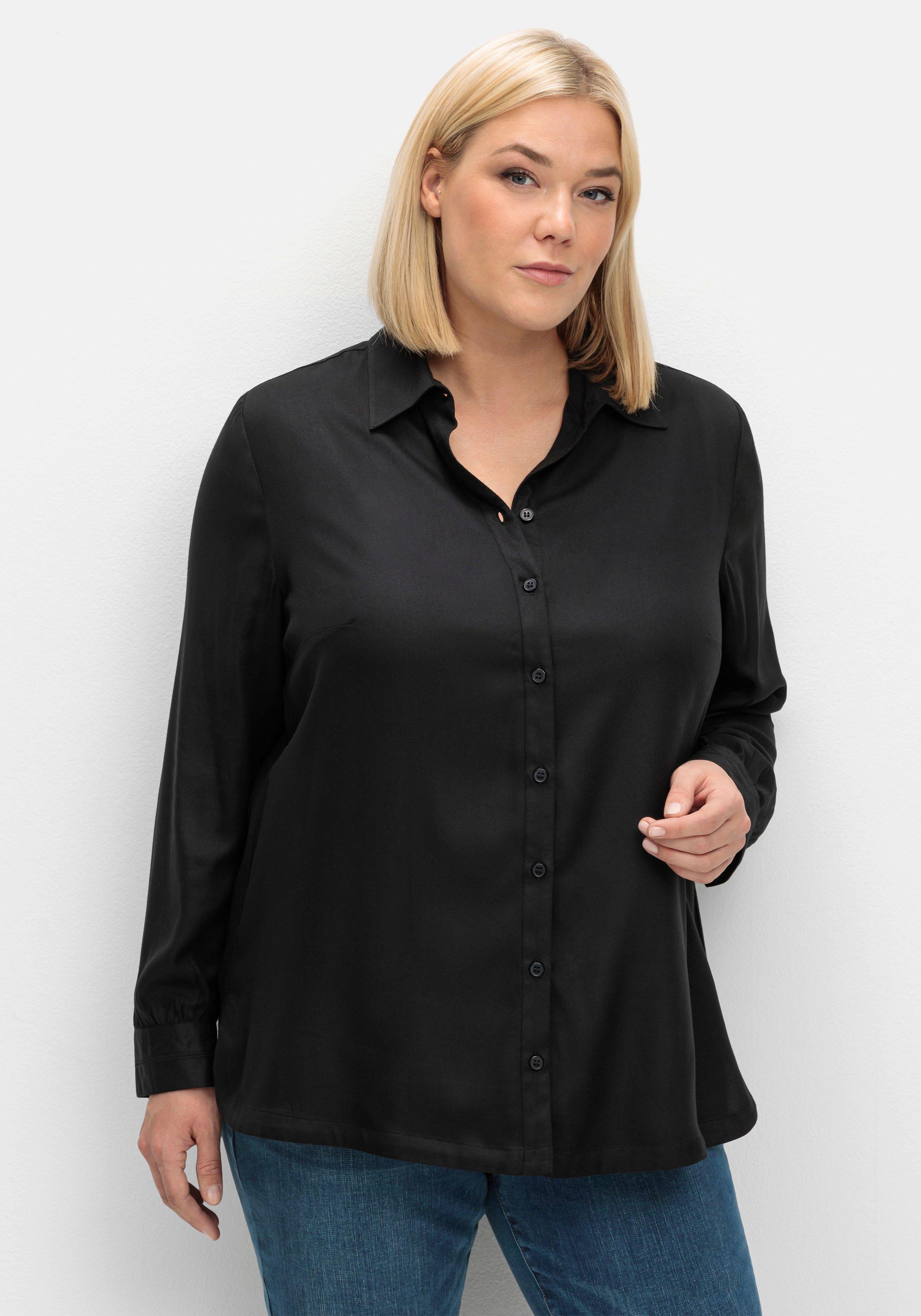 sheego Bluse aus weich fließendem Viskose-Twill - schwarz sheego