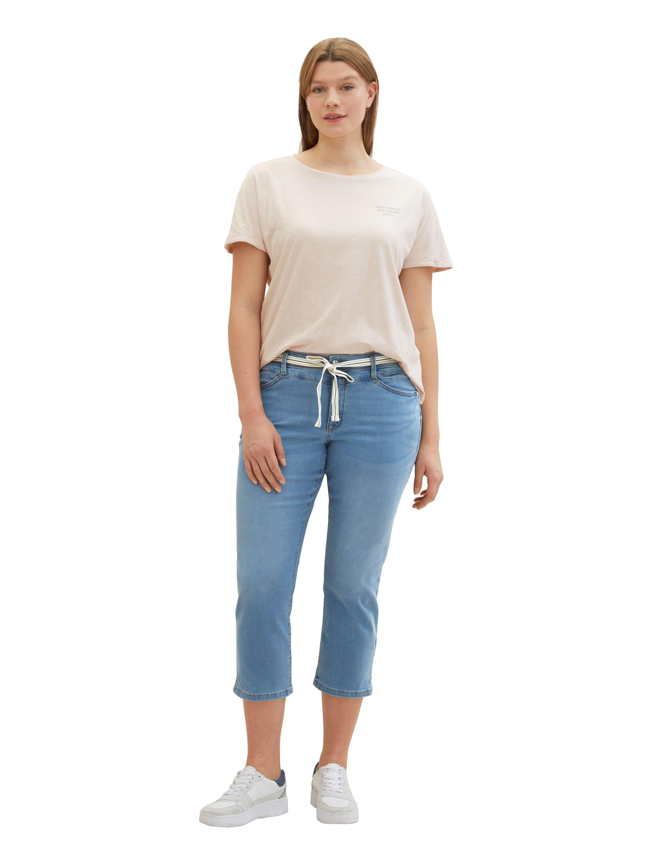 TOM TAILOR Plus Schmale Jeans mit Bindeband und Shapingeffekt - light blue Denim sheego