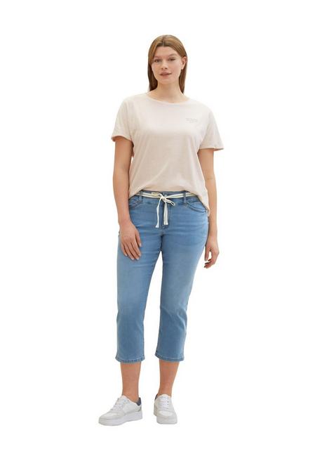 Schmale Jeans mit Bindeband und Shapingeffekt - light blue Denim - 44