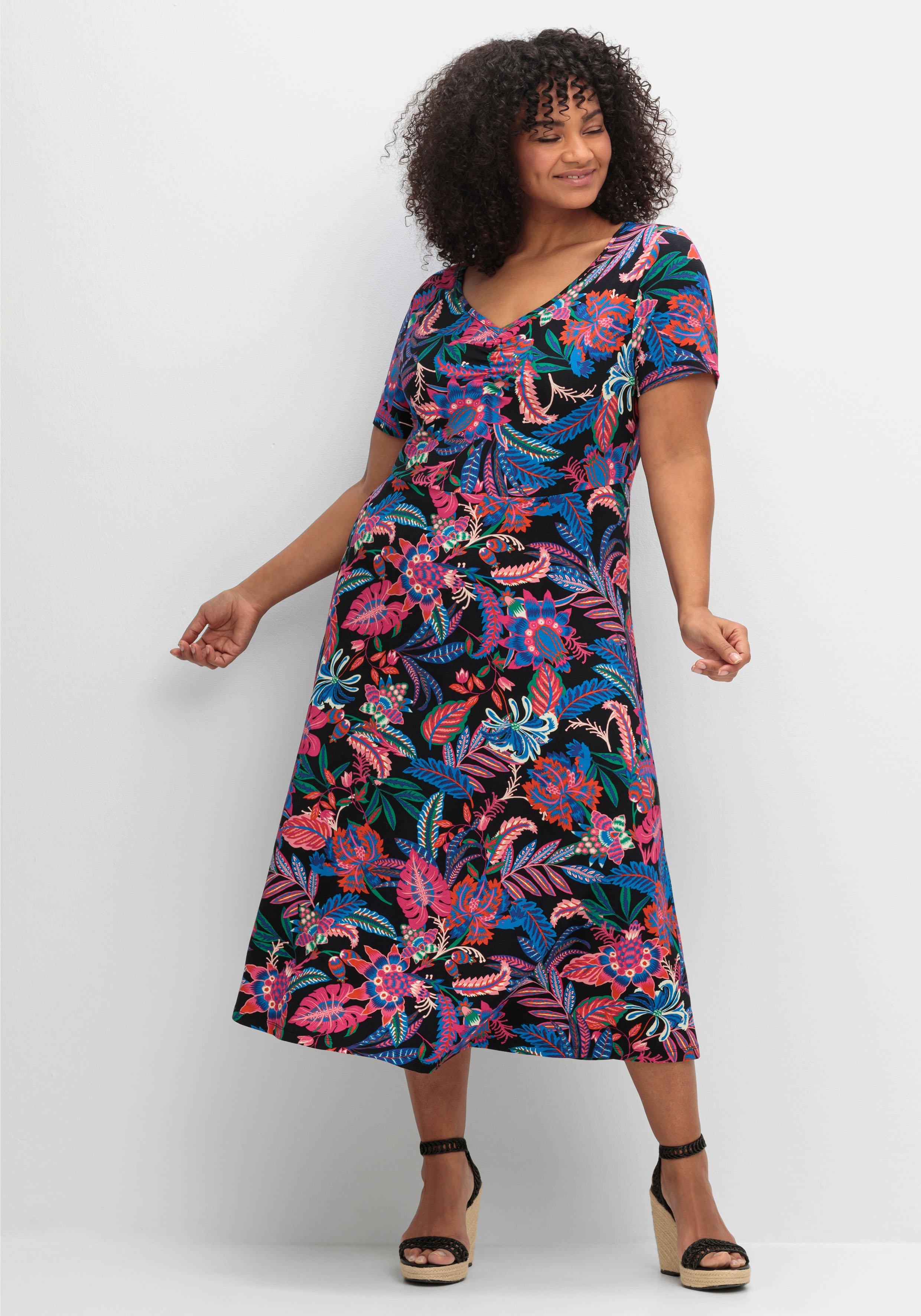 sheego by Joe Browns Jerseykleid mit Blumendruck - schwarz gemustert sheego