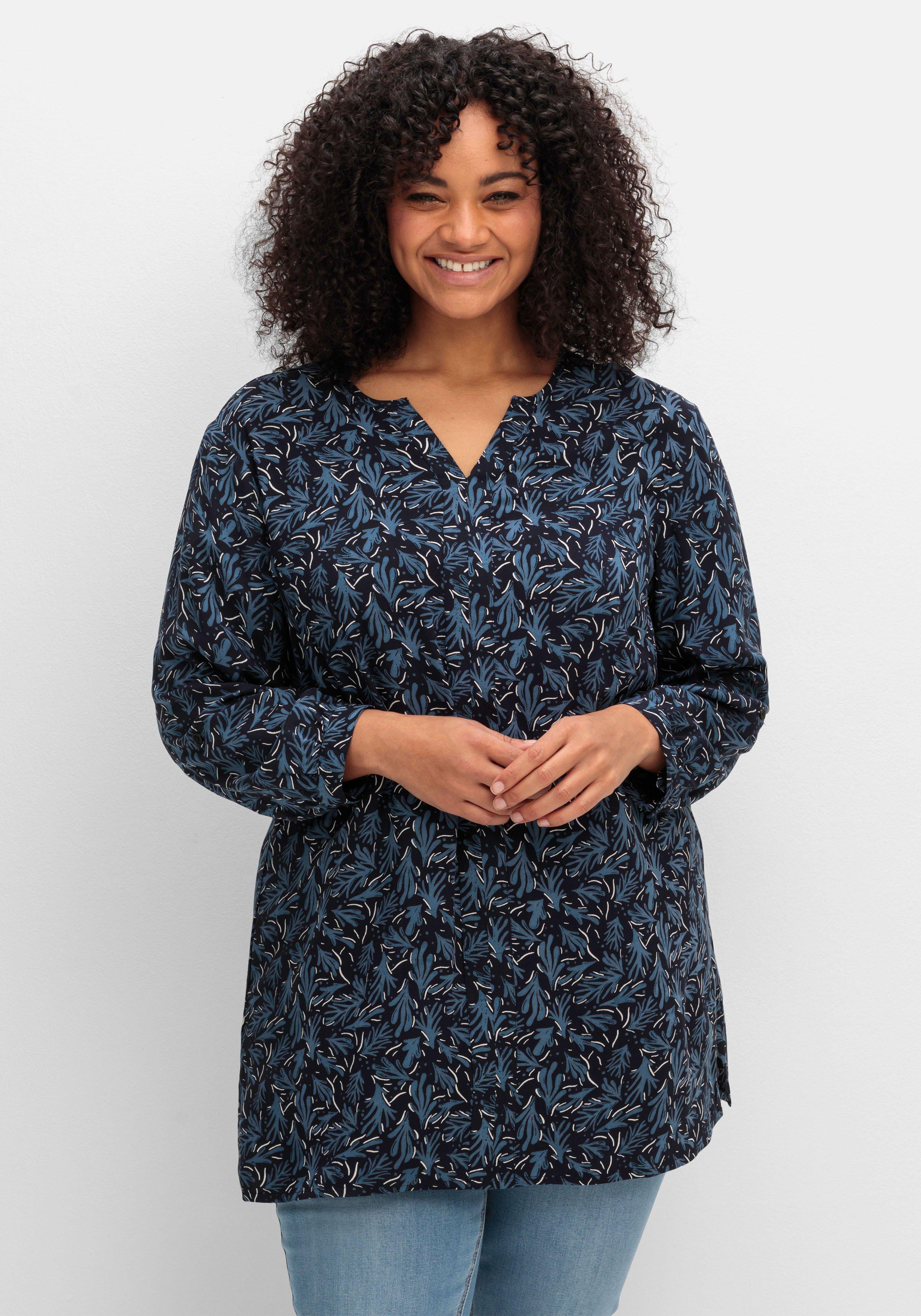 sheego Longtunika mit maritimem Alloverprint - tiefblau gemustert sheego