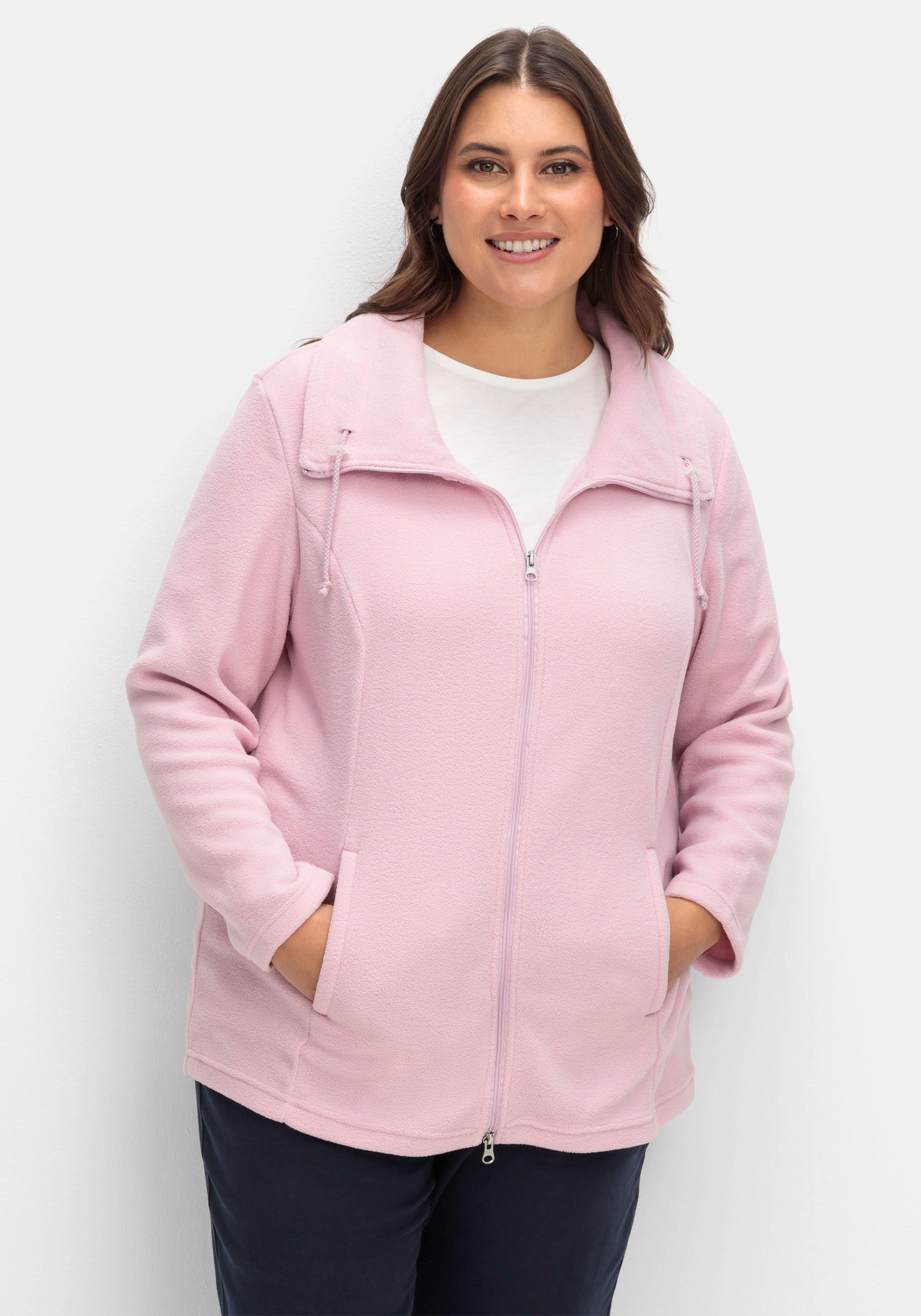 sheego Fleecejacke mit Umlegekragen und 2-Wege-Zipper - rosé sheego