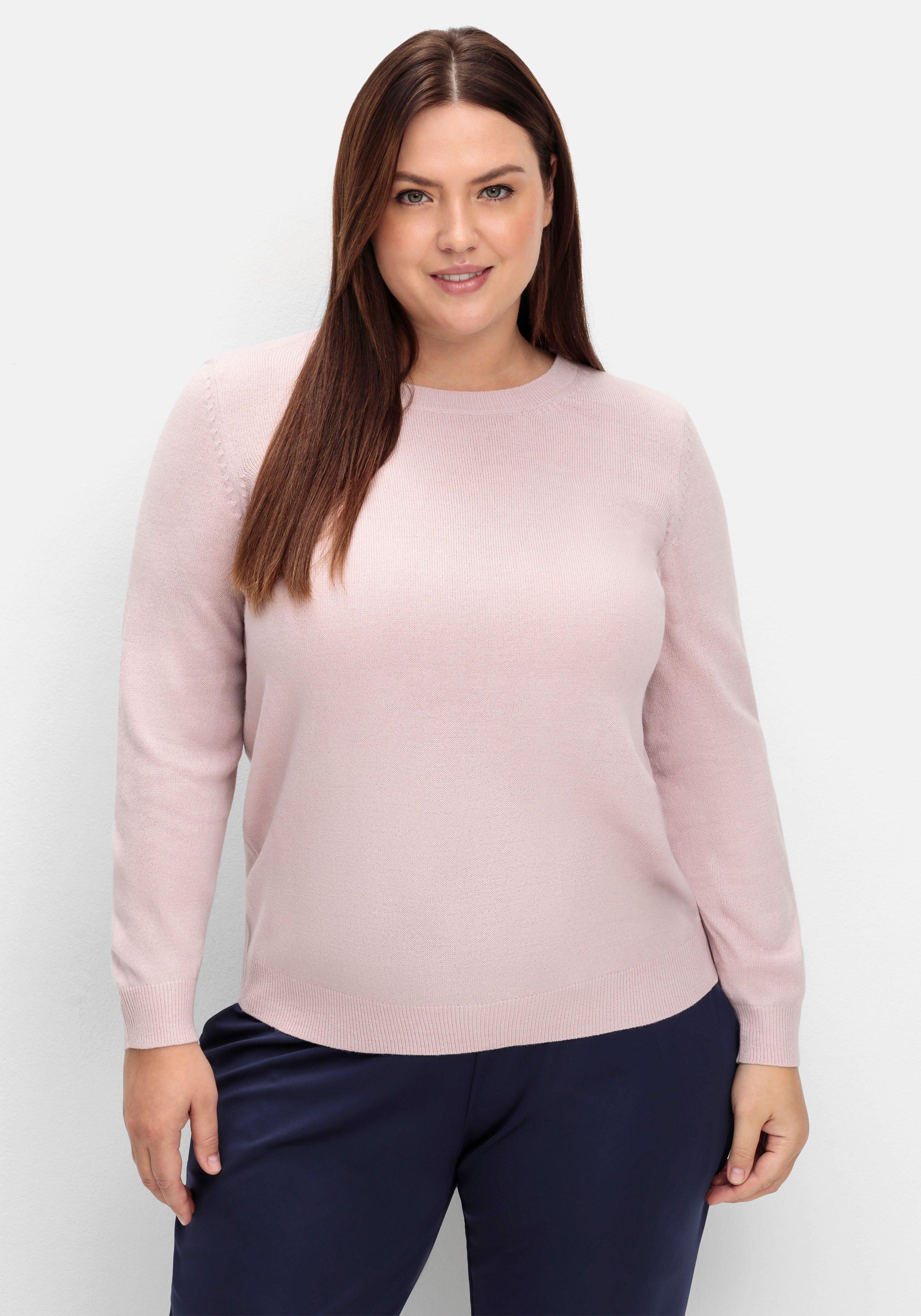 sheego Pullover mit gerippten Abschlüssen - rosé sheego