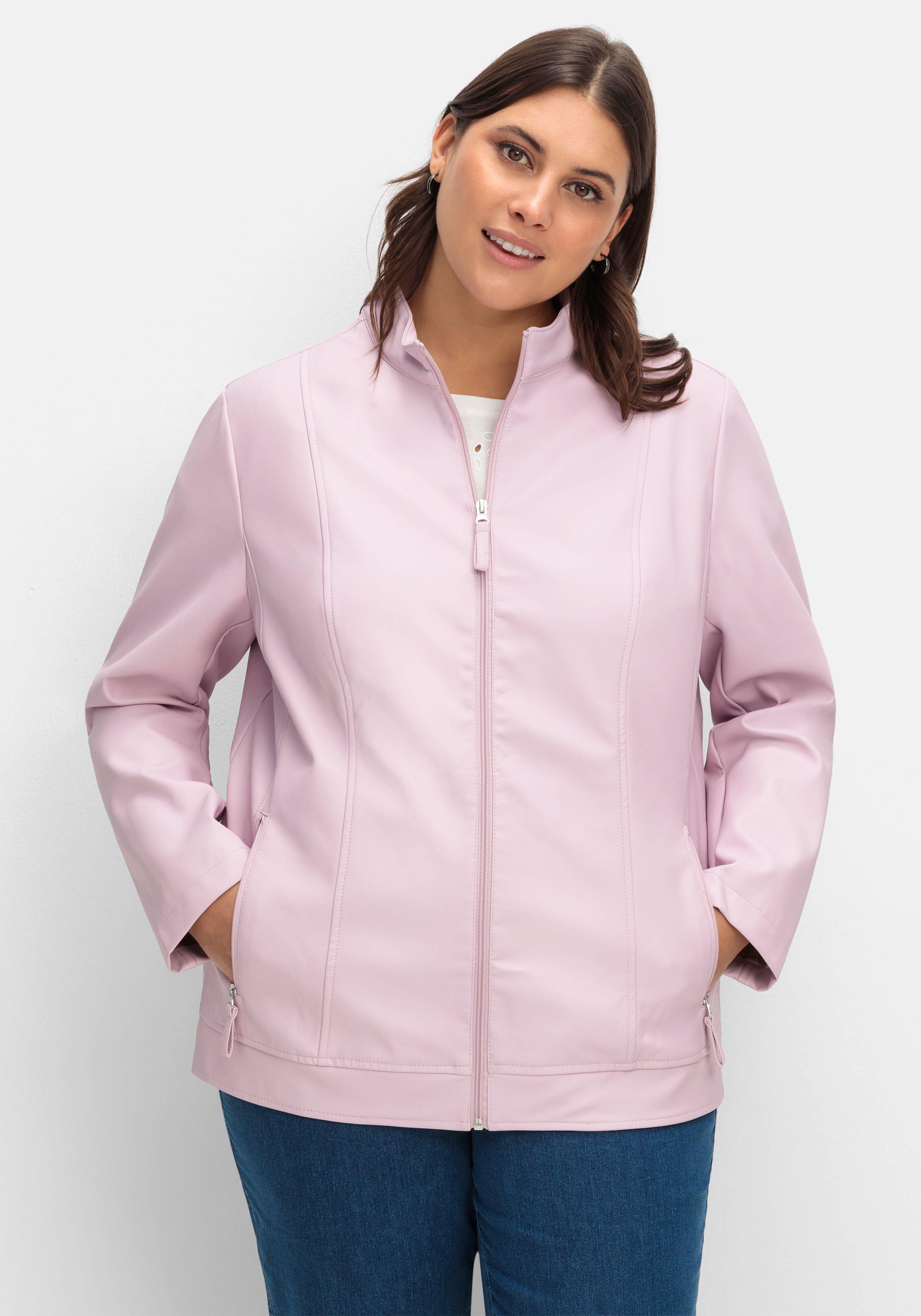 sheego Jacke mit Stehkragen, aus Lederimitat - rosé sheego