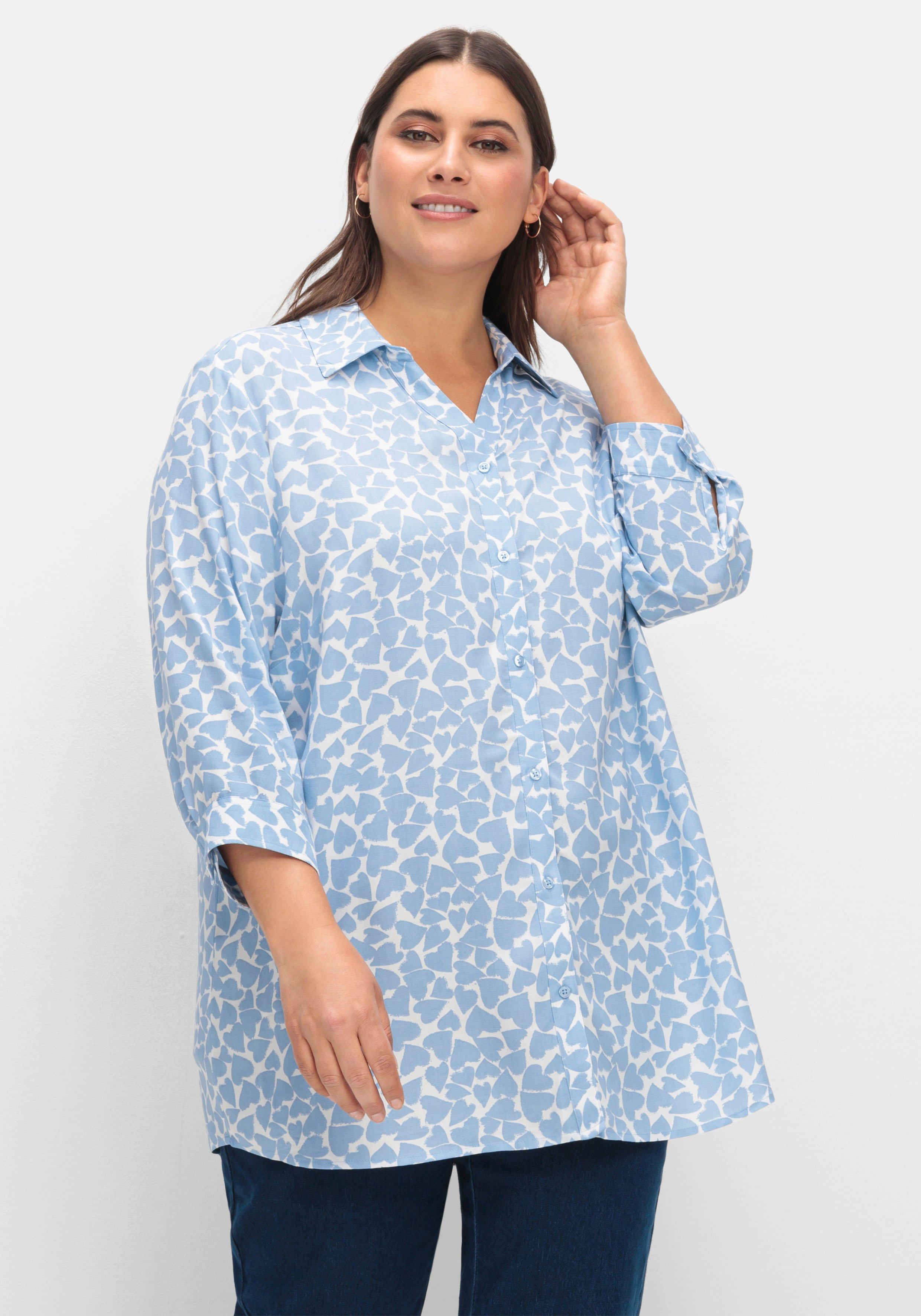 Preisvergleich für Große Größen: Longbluse mit Herz-Alloverprint und  3/4-Ärmeln, blau gemustert, Gr.40-56, aus Viskose, Größe  40;42;44;46;48;50;52;54;56, GTIN: 8901158322230 | Ladendirekt