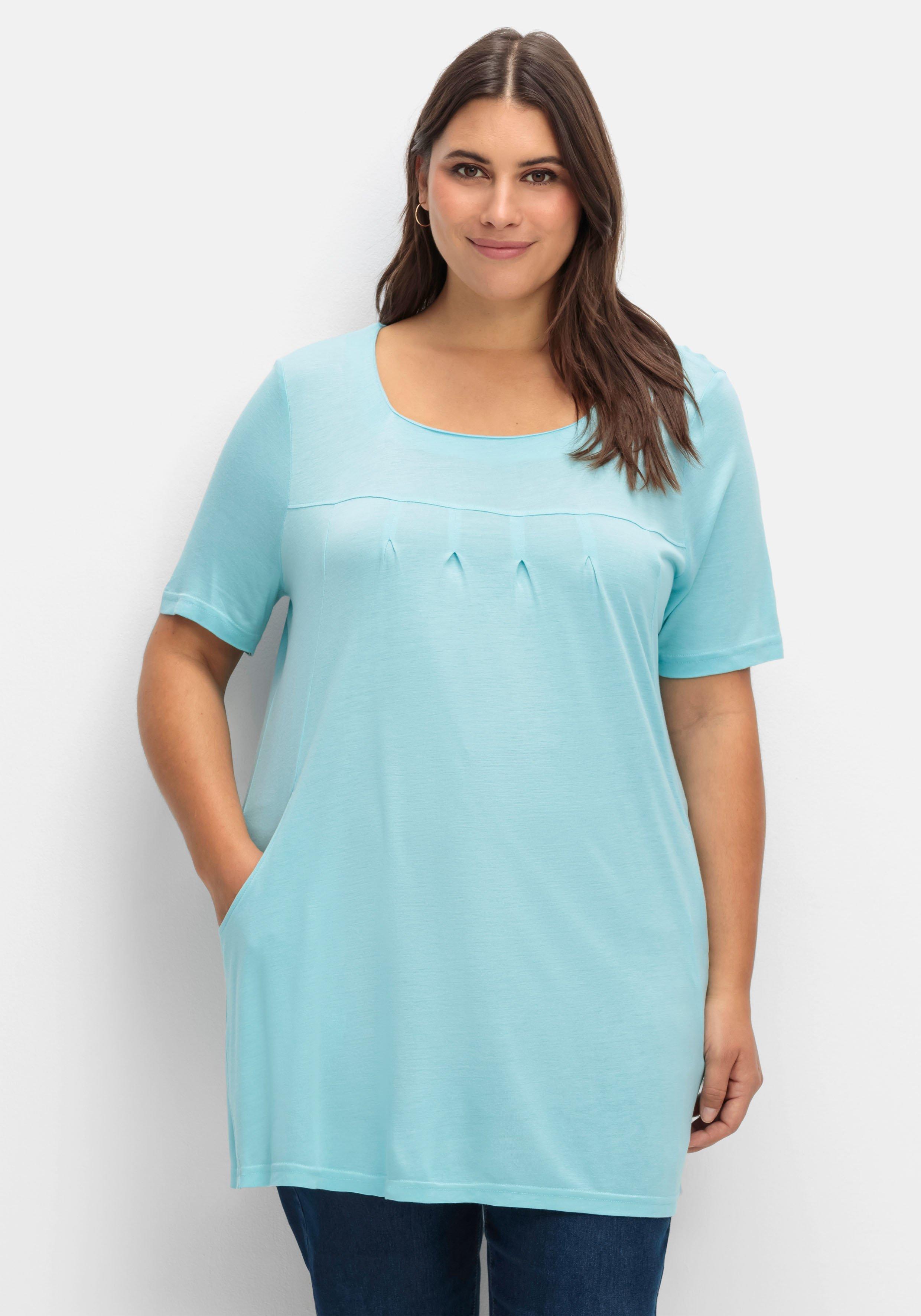 sheego Longshirt mit Taschen und Karreeausschnitt - aqua sheego