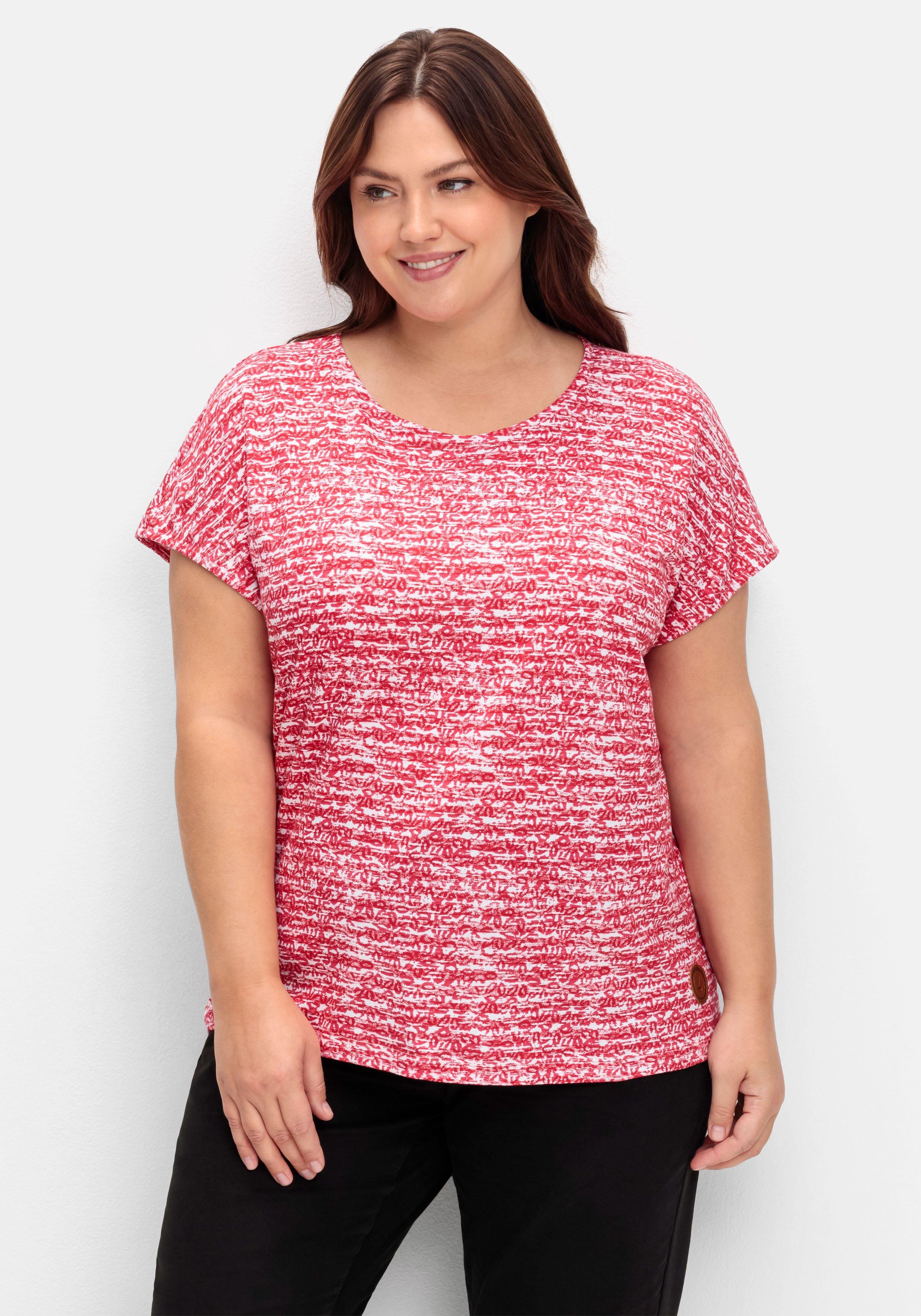 sheego x Collection L. Shirt mit modischen Ringeln - rot gestreift sheego