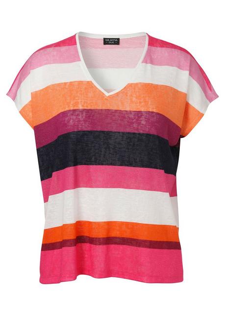 Shirt mit Multicolor-Blockstreifen - beere gestreift - 42