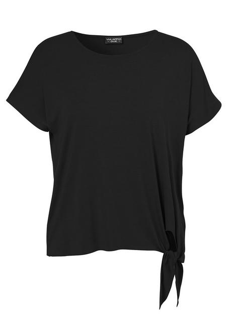 Shirt mit Knoten seitlich am Saum - schwarz - 42