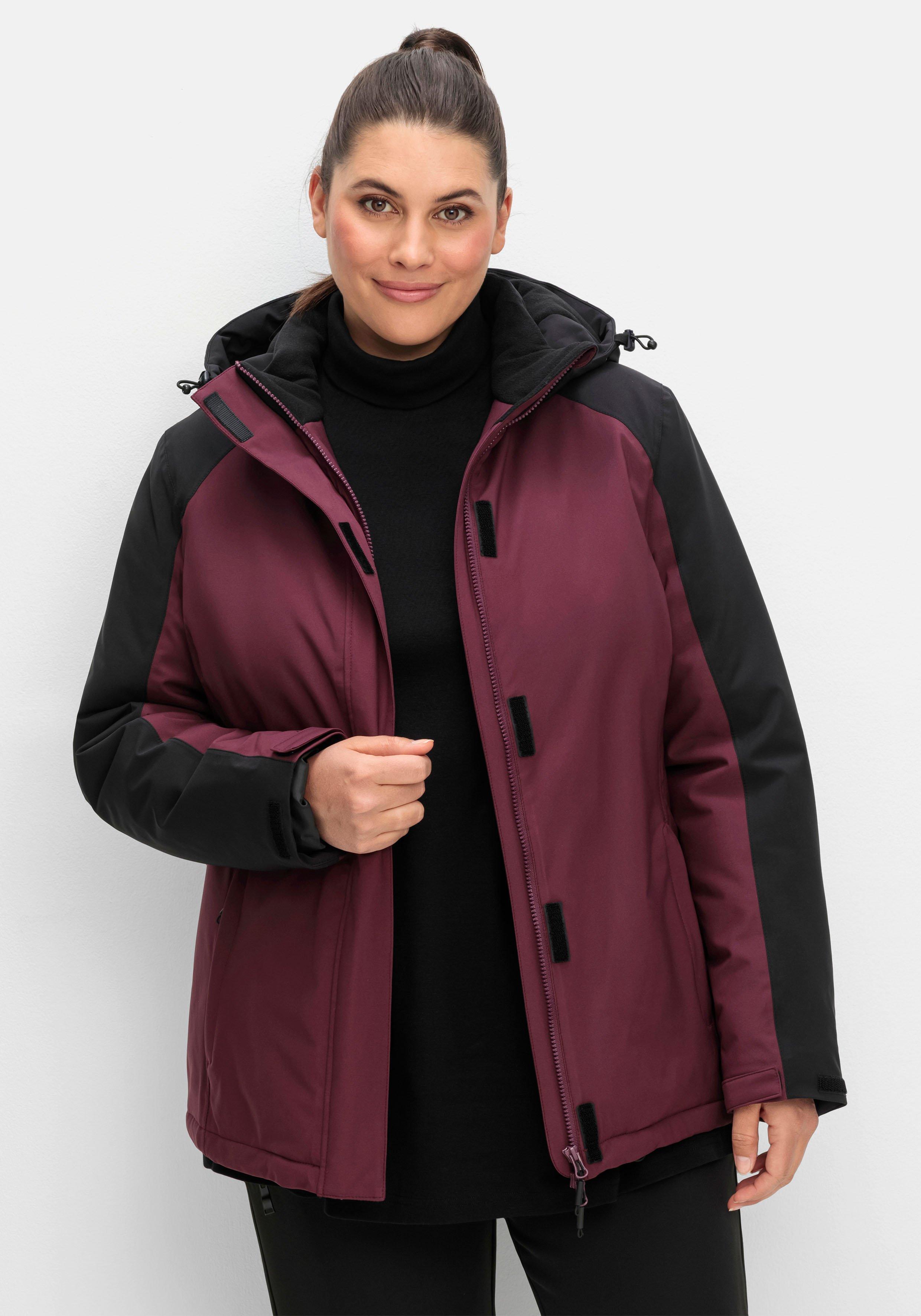 sheego Funktionsjacke mit Zwei-Wege-Reißverschluss - bordeaux-schwarz sheego