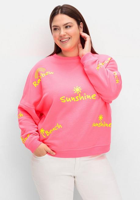 Sweatshirt mit neonfarbenen Wordingprints - pink gemustert - 40