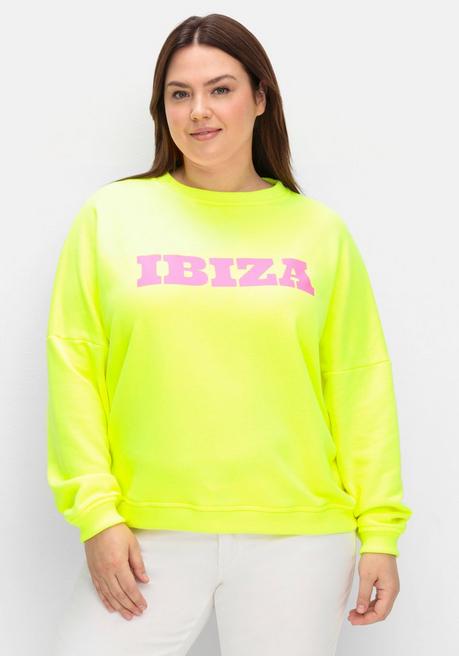 Neonfarbenes Sweatshirt mit Wordingprint - neongelb bedruckt - 40