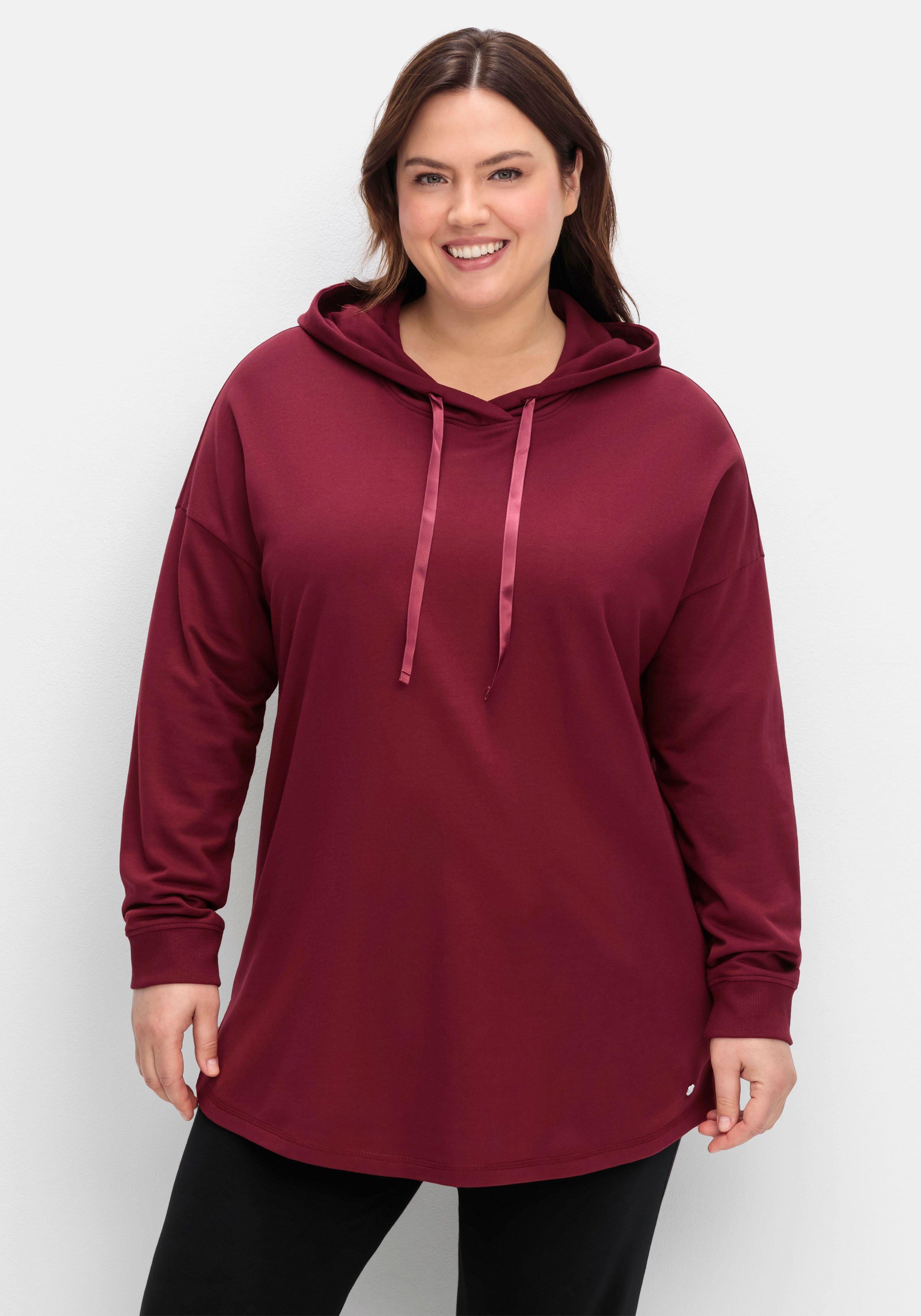 sheego Sweatshirt mit Kapuze, in Oversizeform - weinrot sheego