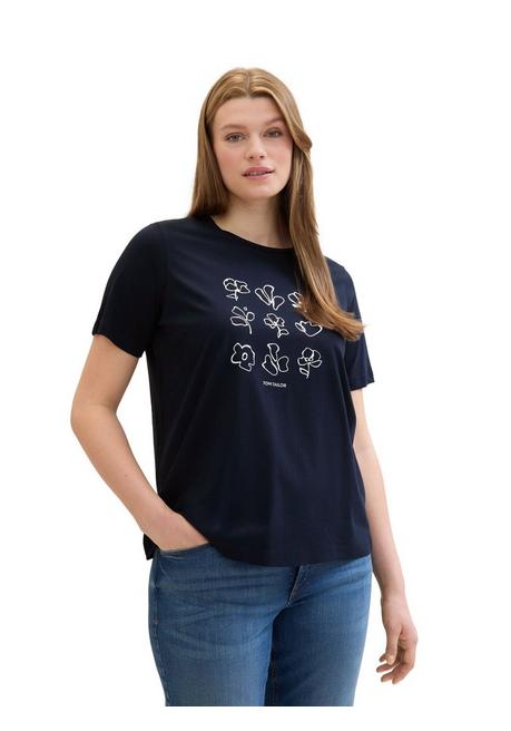 T-Shirt mit Print und Rundhalsausschnitt - marine bedruckt - 44