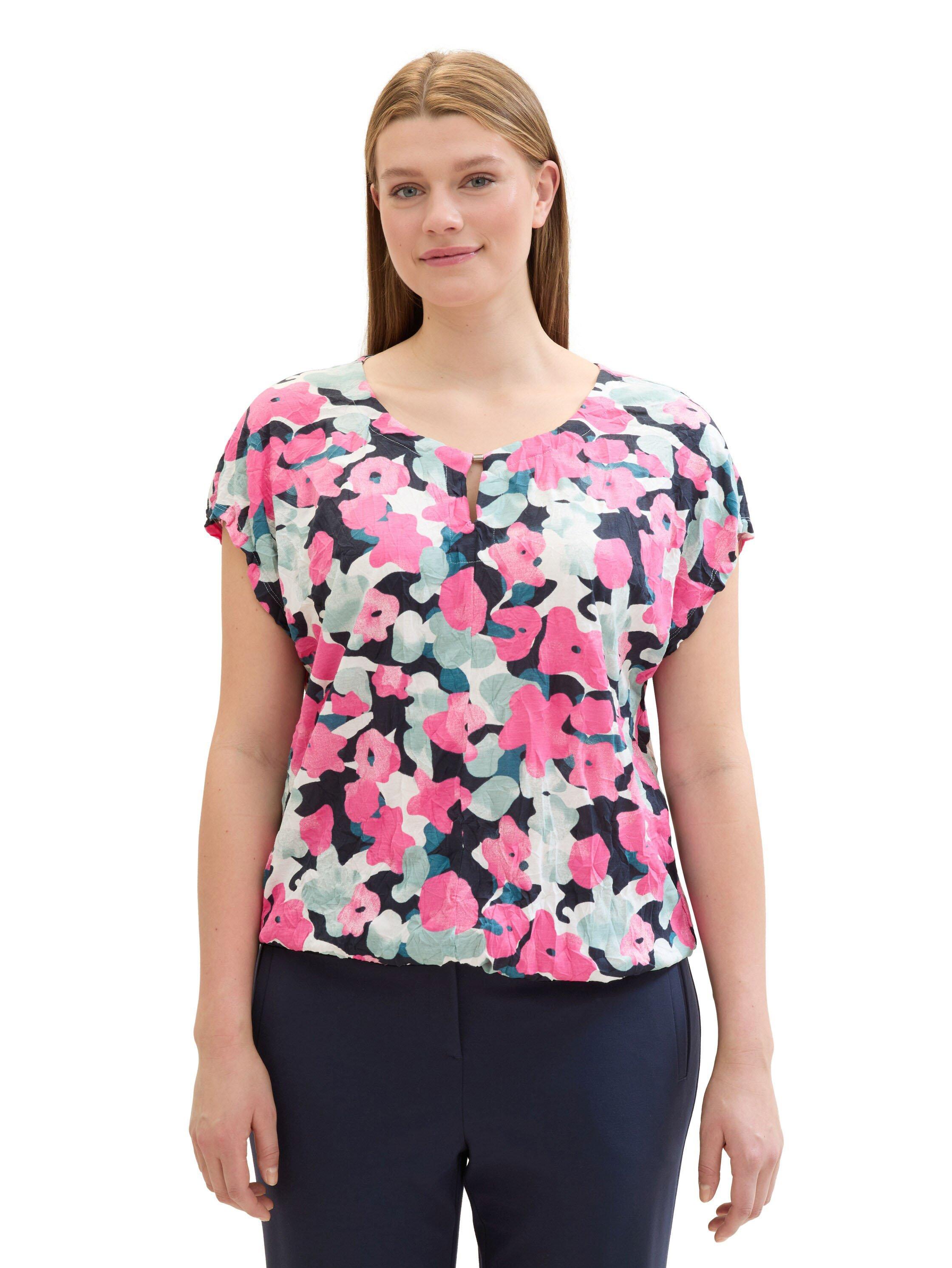 TOM TAILOR Plus Crinkle-Shirt mit floralem Alloverprint - pink gemustert sheego