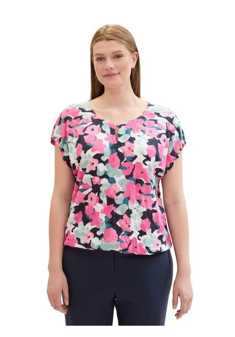 Crinkle-Shirt mit floralem Alloverprint - pink gemustert - 44
