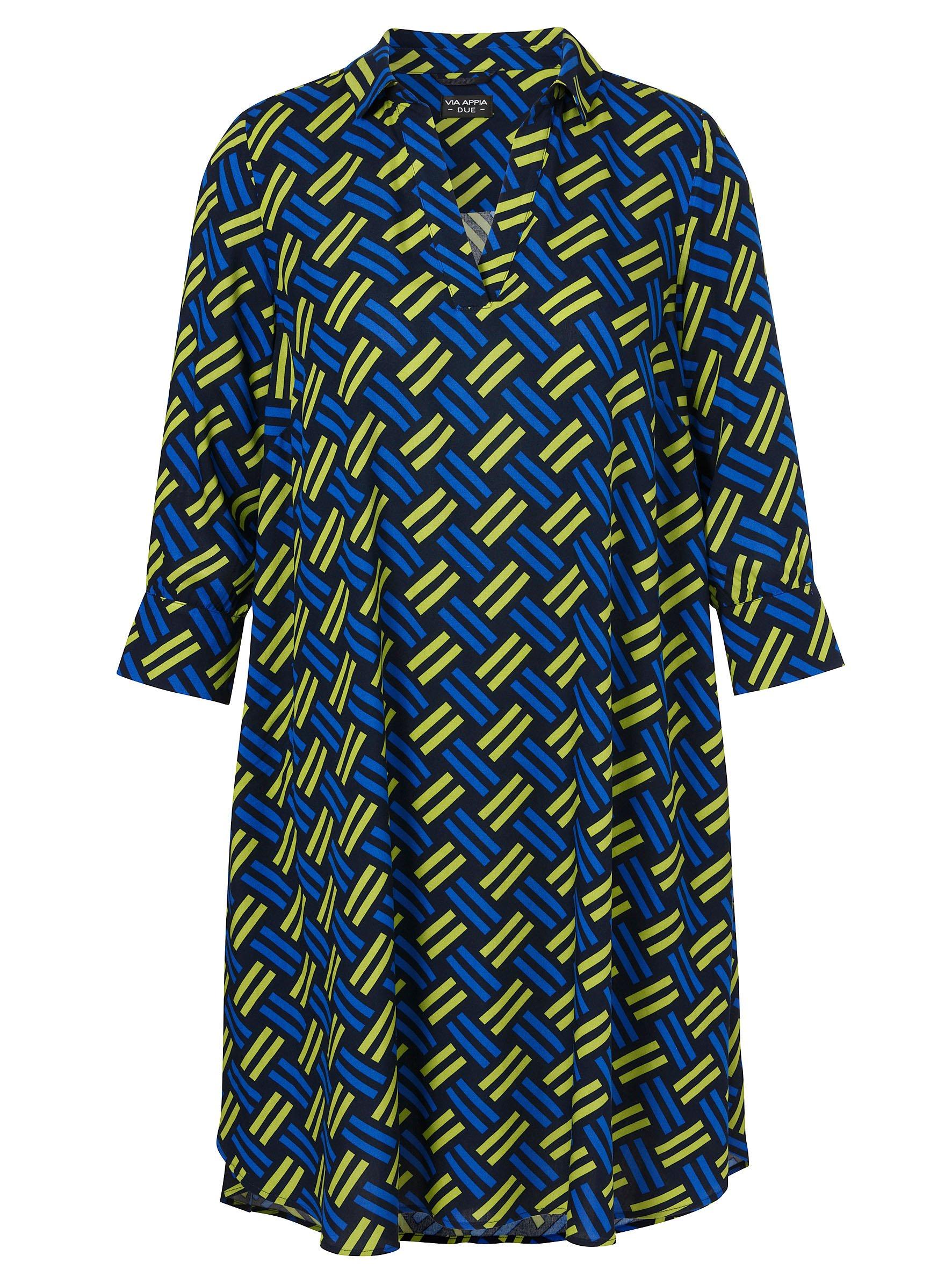 VIA APPIA DUE Hemdblusenkleid mit Grafikprint und Manschettenärmel - blau gemustert sheego