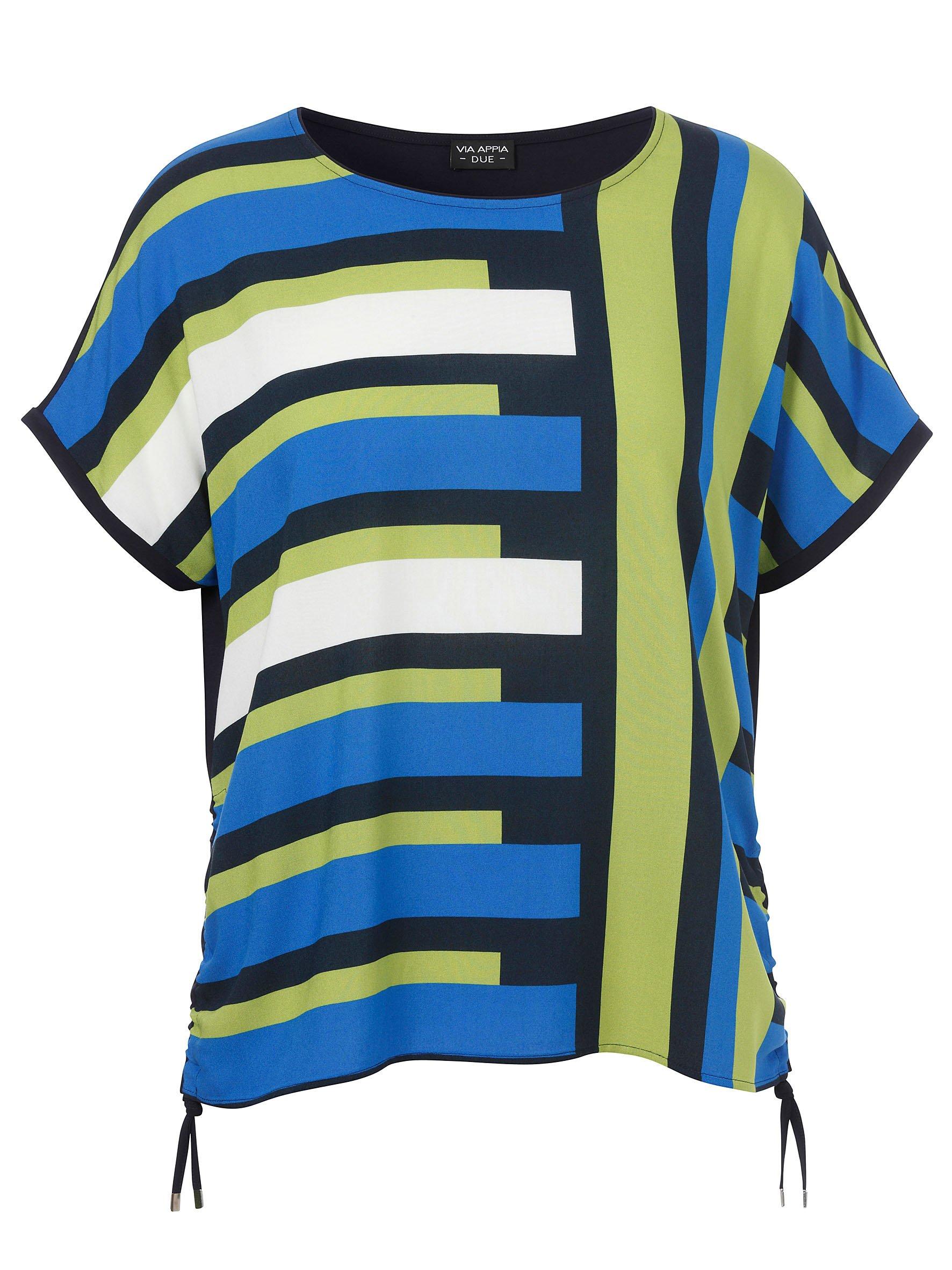 VIA APPIA DUE Shirt im Colourblocking, hinten unifarben - blau bedruckt sheego