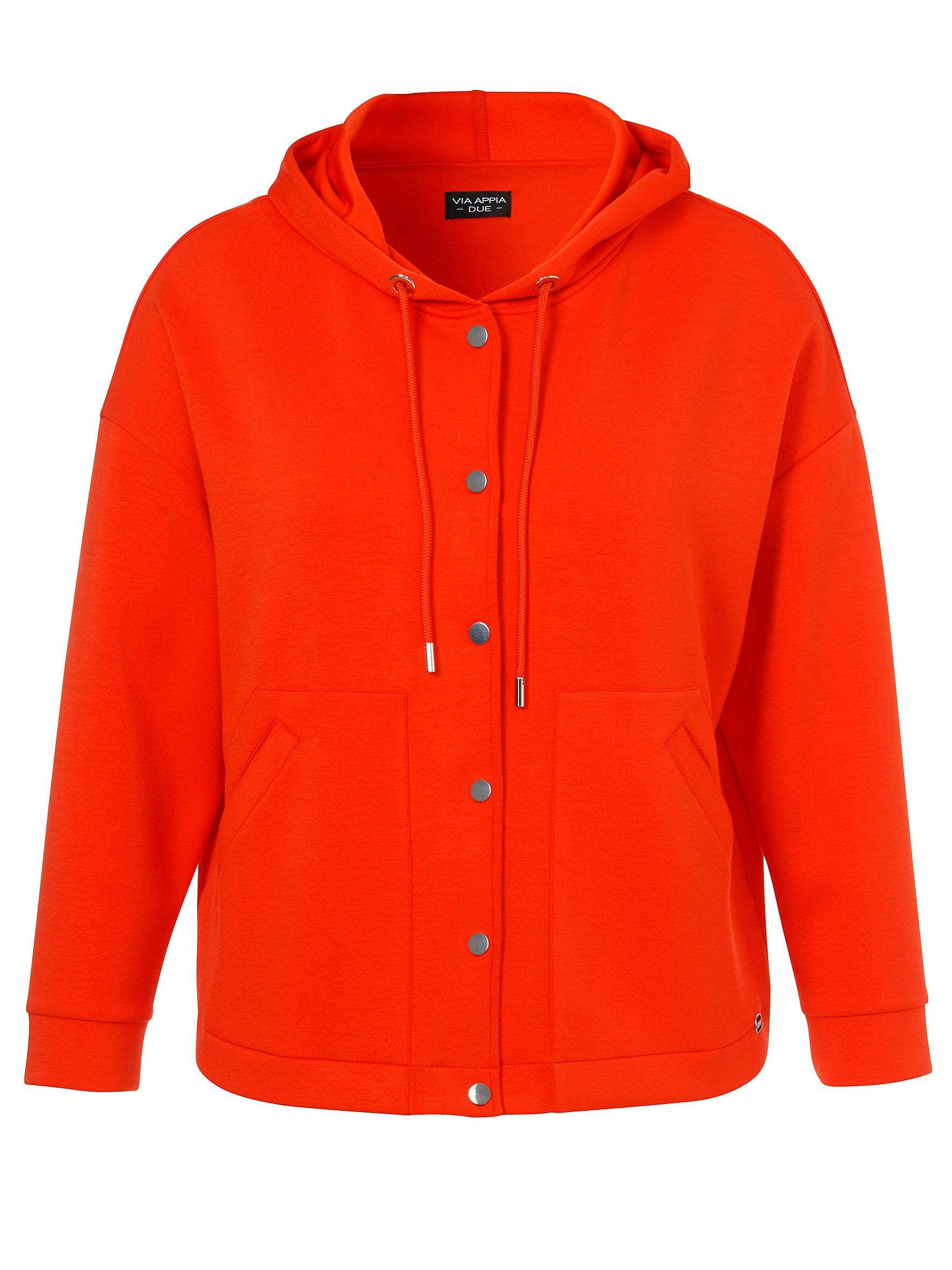 VIA APPIA DUE Sweatjacke mit Kapuze und Druckknopfleiste - orange sheego