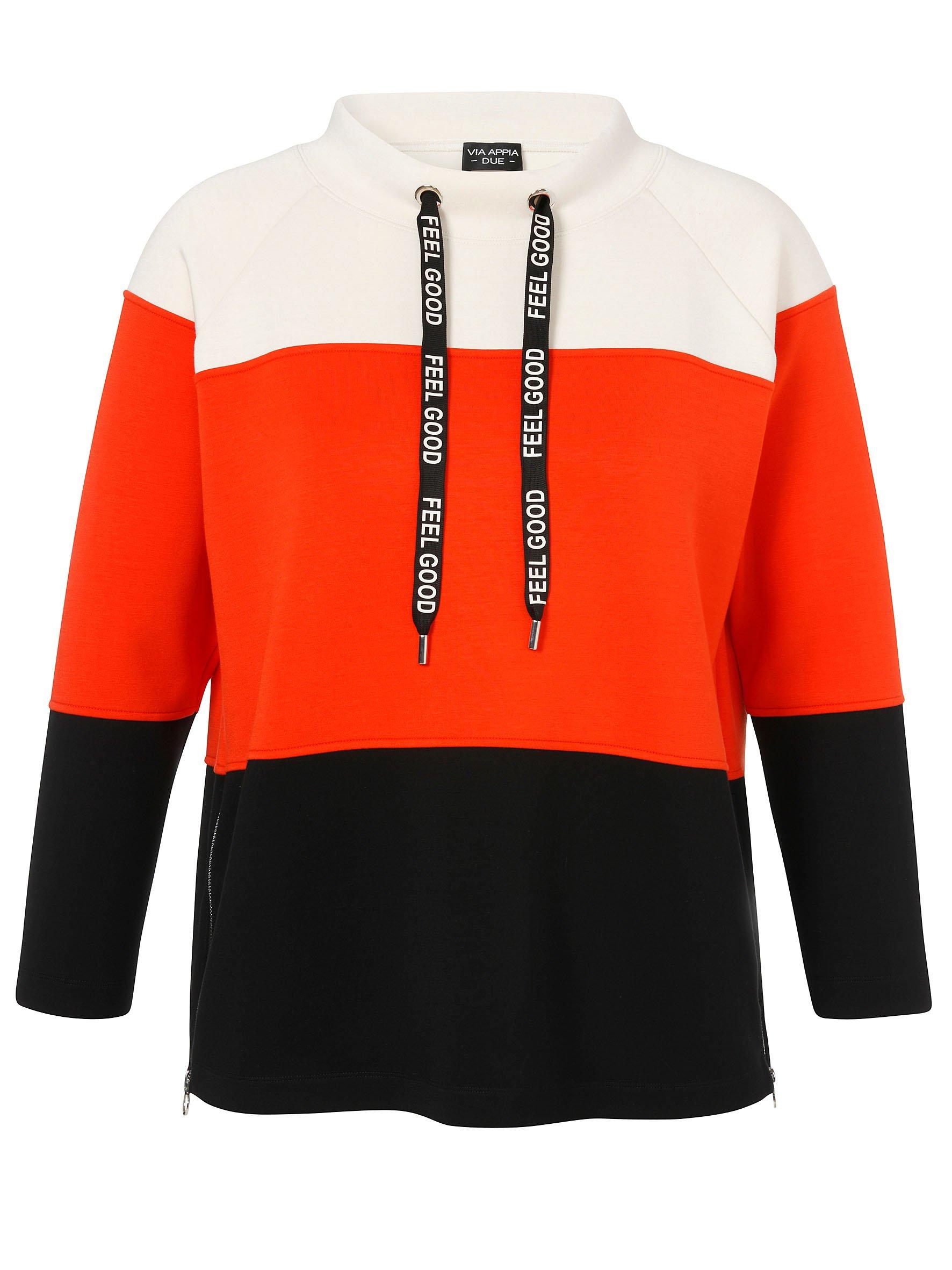 VIA APPIA DUE Sweatshirt im Colourblocking, mit Stehkragen - rotorange gestreift sheego