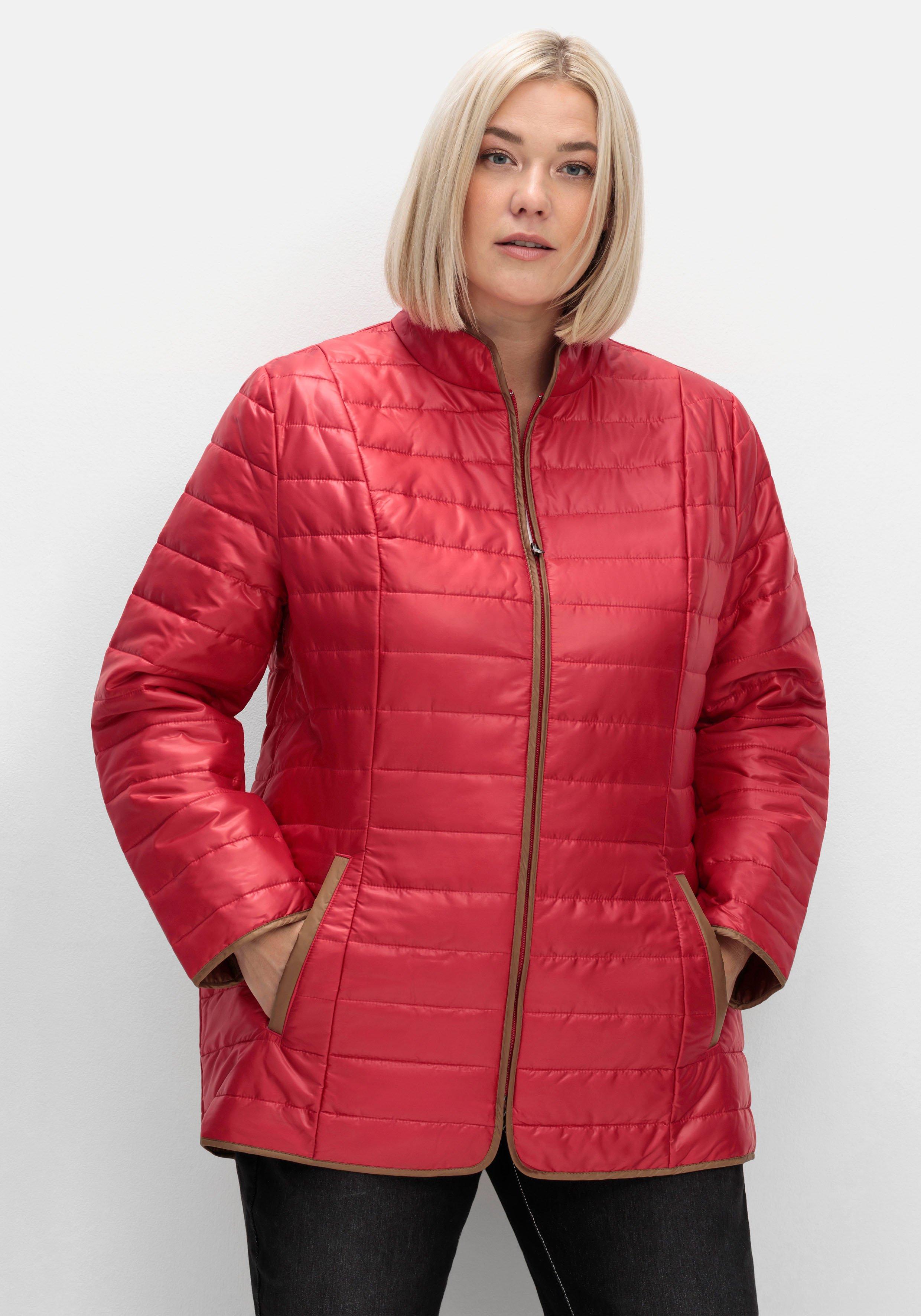 sheego Steppjacke mit Stehkragen und Kontrastdetails - rot sheego