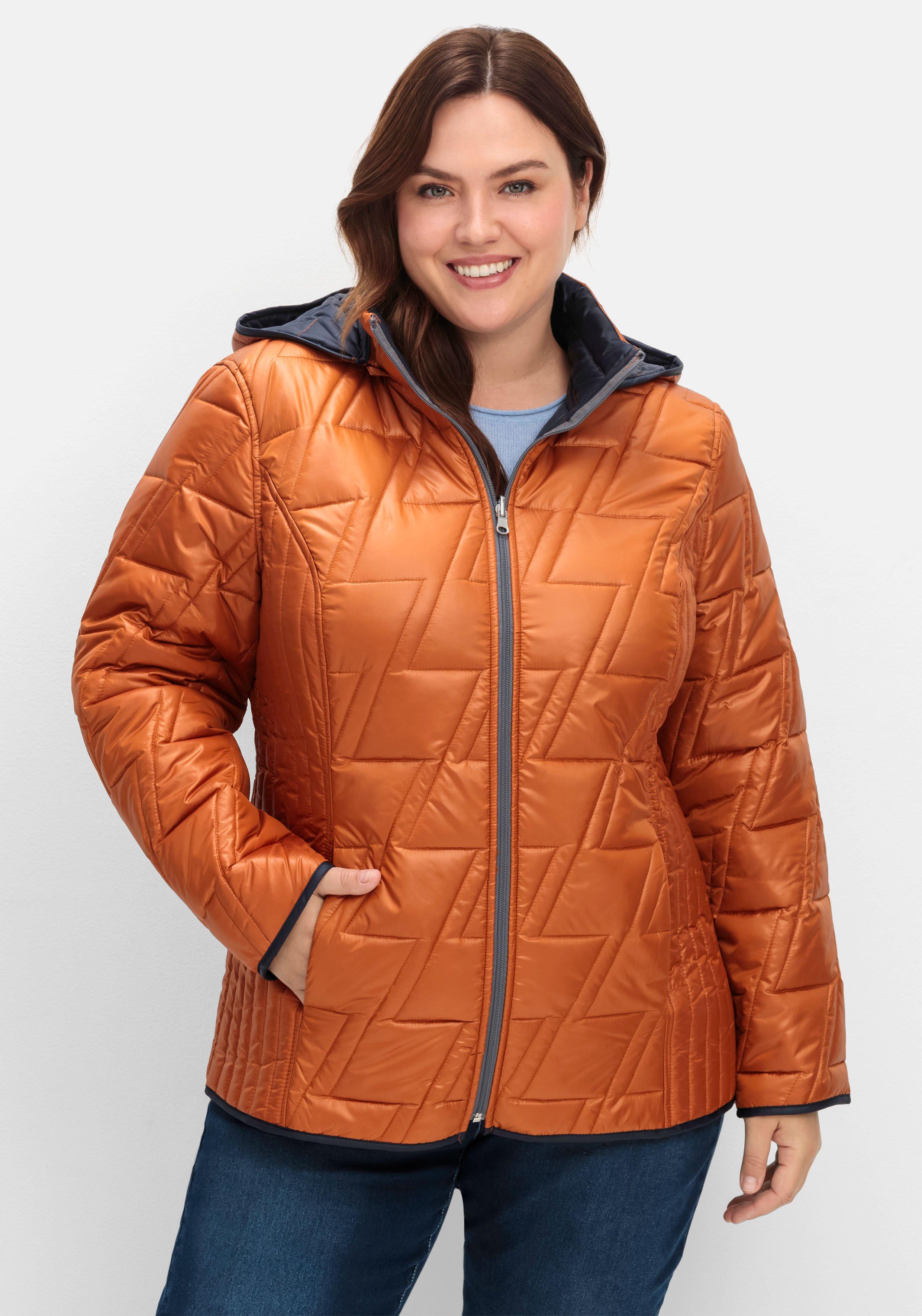 sheego Wendesteppjacke mit Kapuze und Stehkragen - cognac sheego