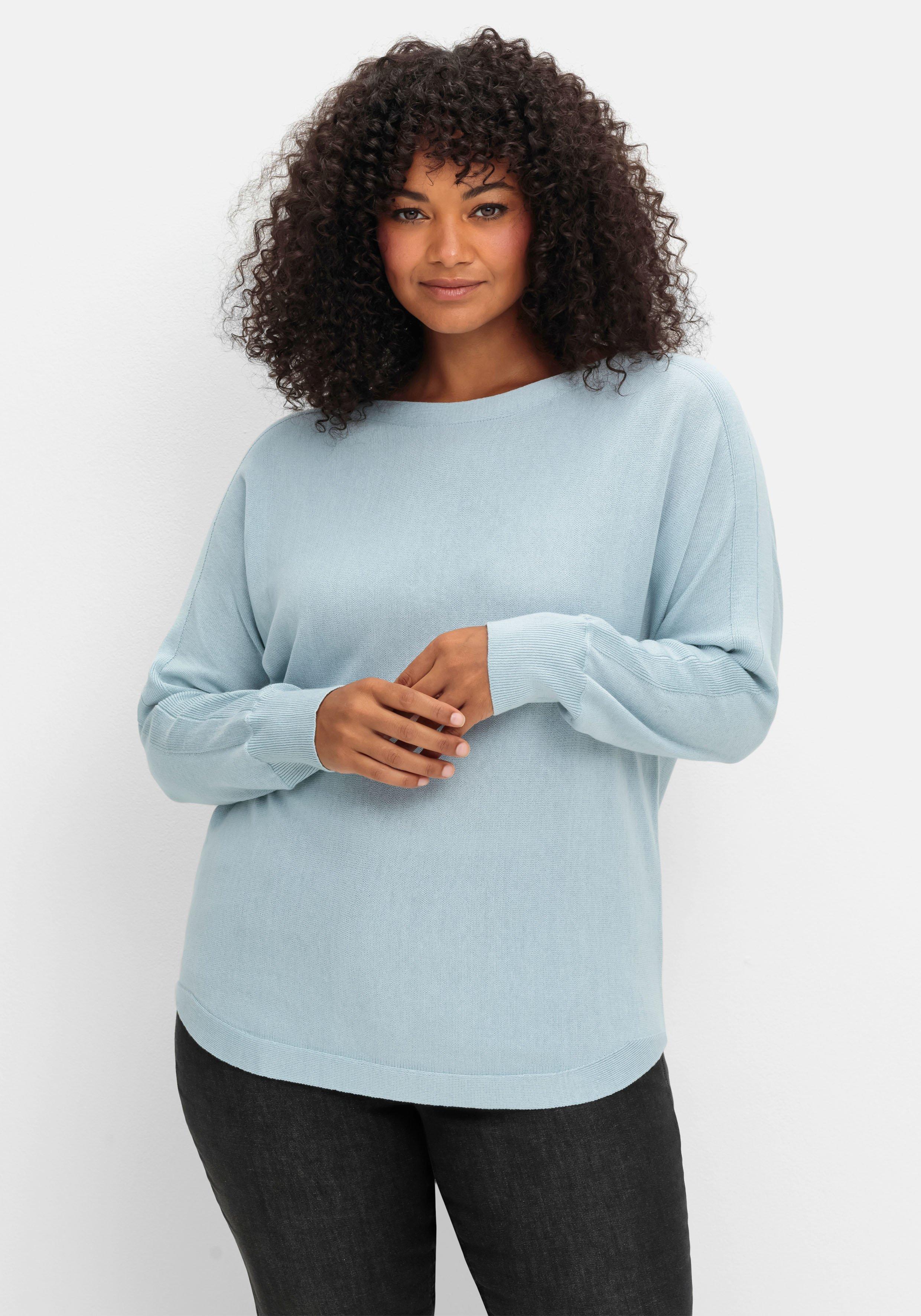 sheego Pullover mit U-Boot-Ausschnitt - hellblau sheego