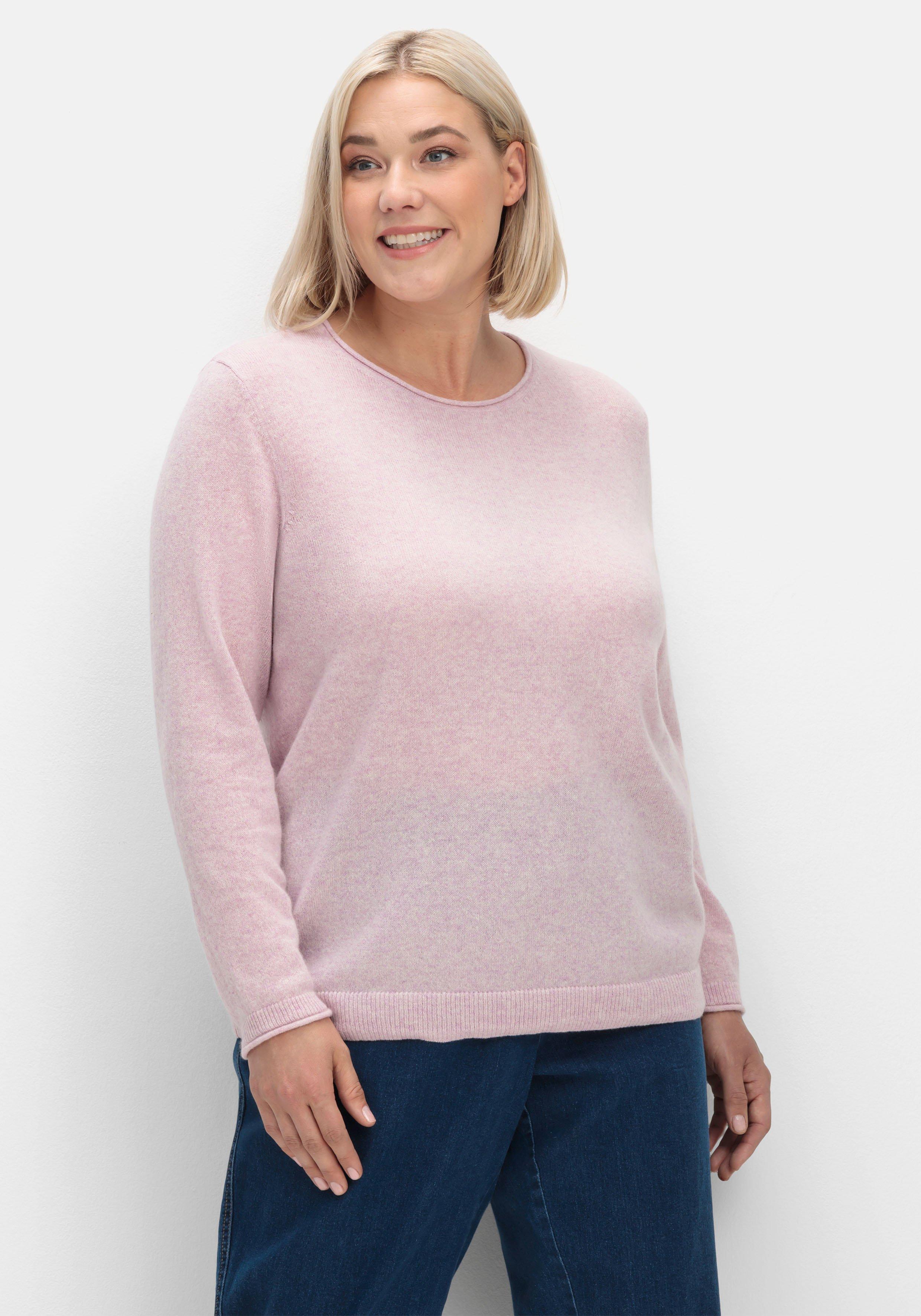 sheego Pullover aus reinem Kaschmir, mit Rollkanten - rosé sheego