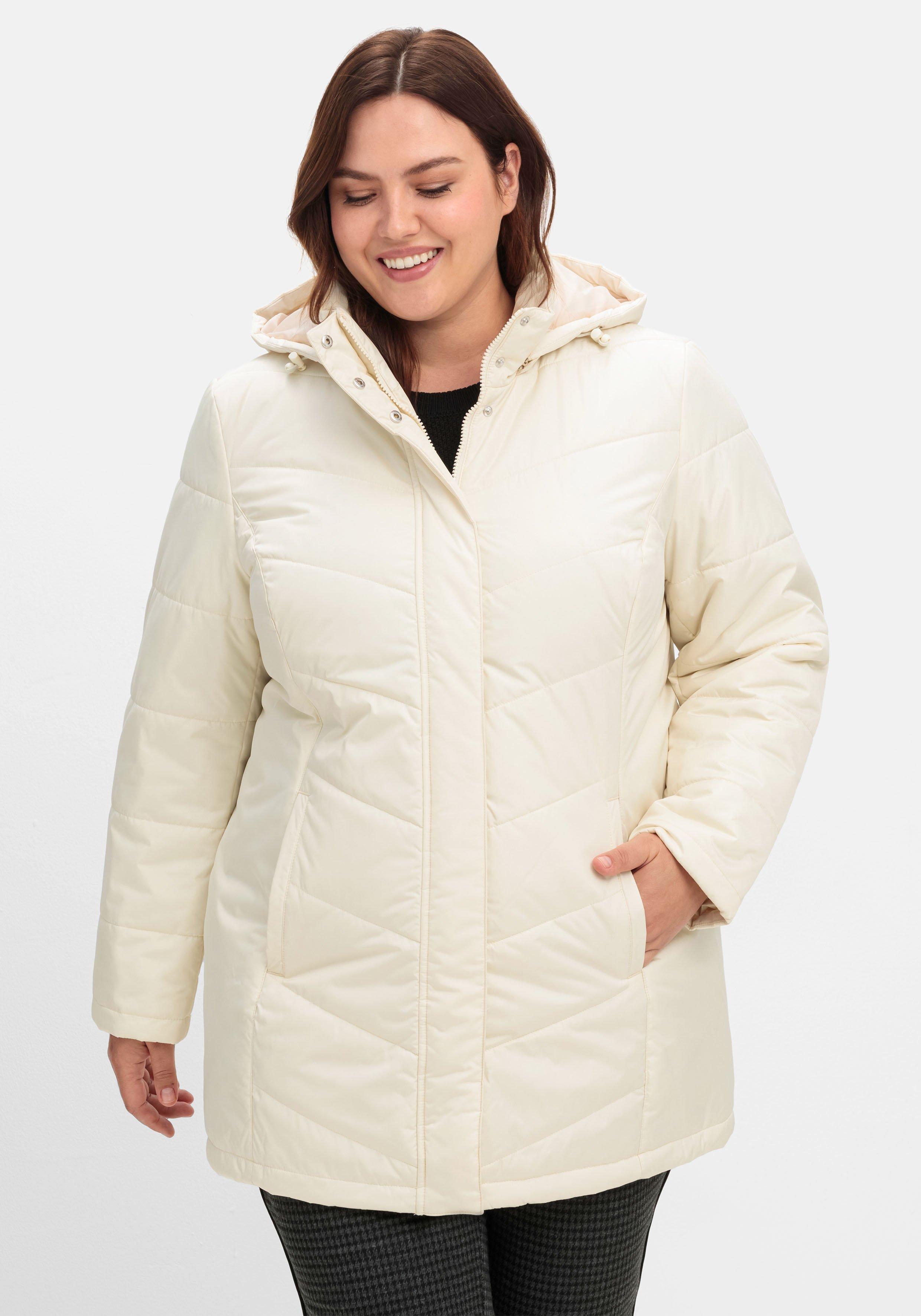 sheego Steppjacke mit abnehmbarer Kapuze - steingrau sheego