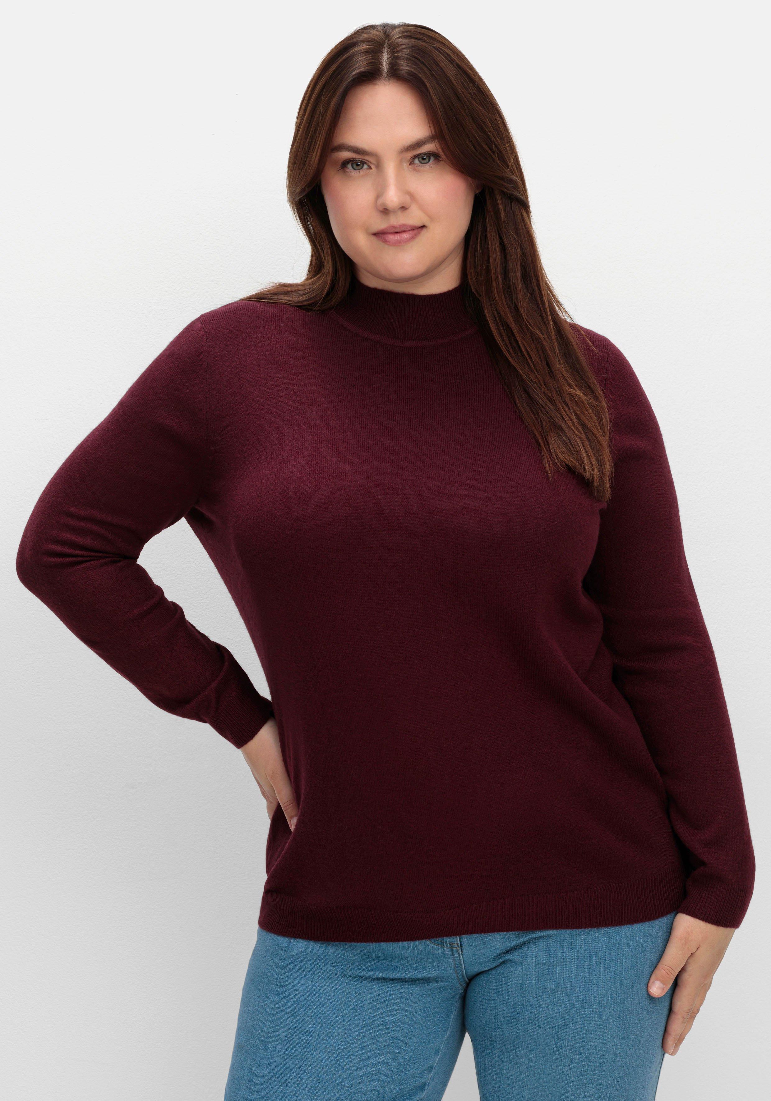 sheego Extraweicher Pullover mit Stehkragen - beere sheego