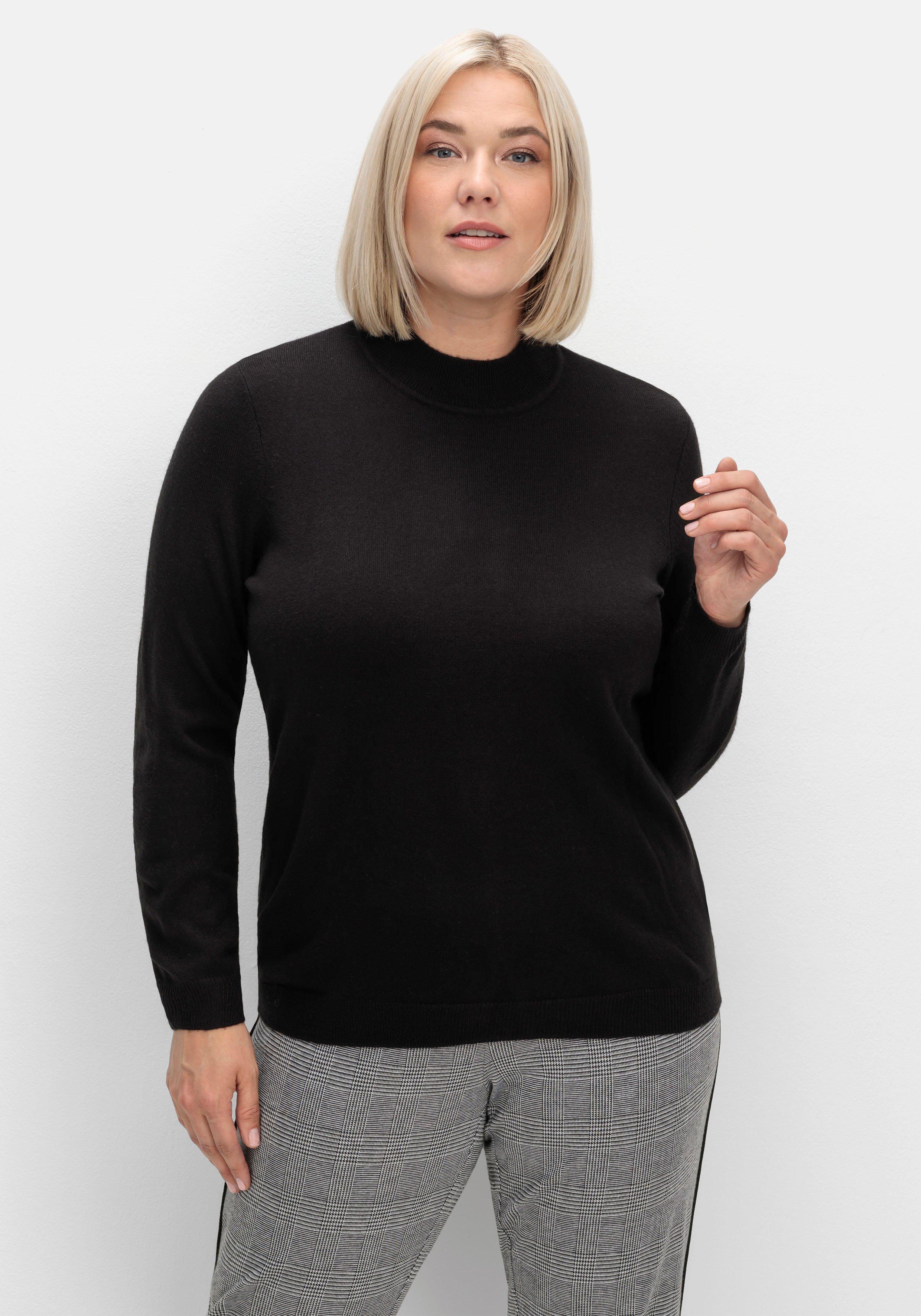 sheego Extraweicher Pullover mit Stehkragen - schwarz sheego