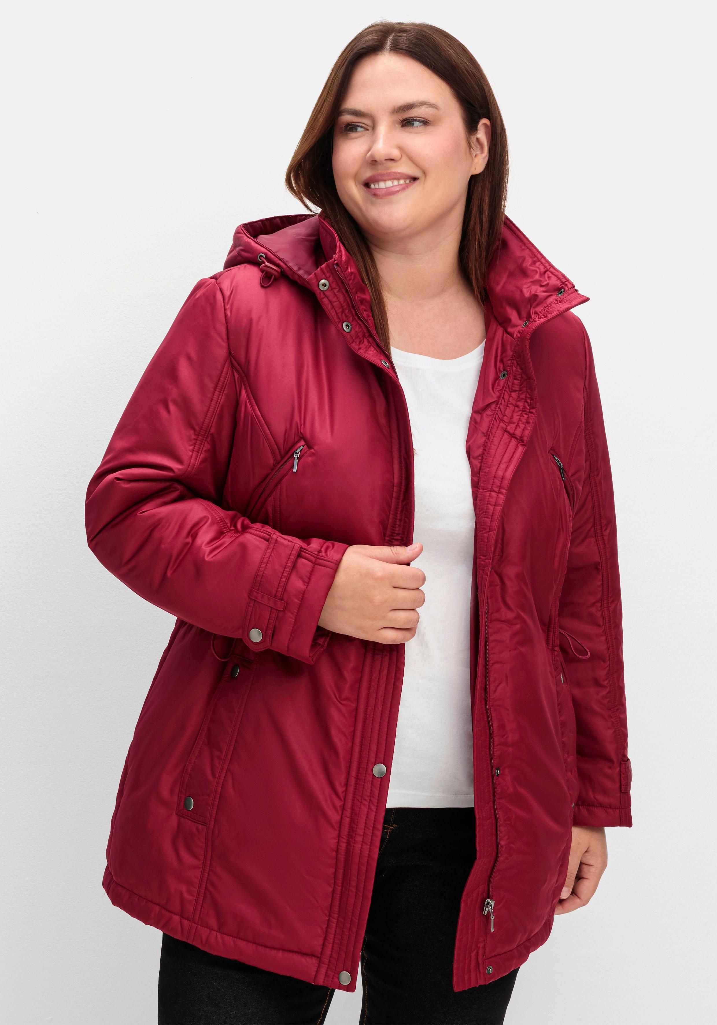 sheego Steppjacke mit Tunnelzug in der Taille - weinrot sheego