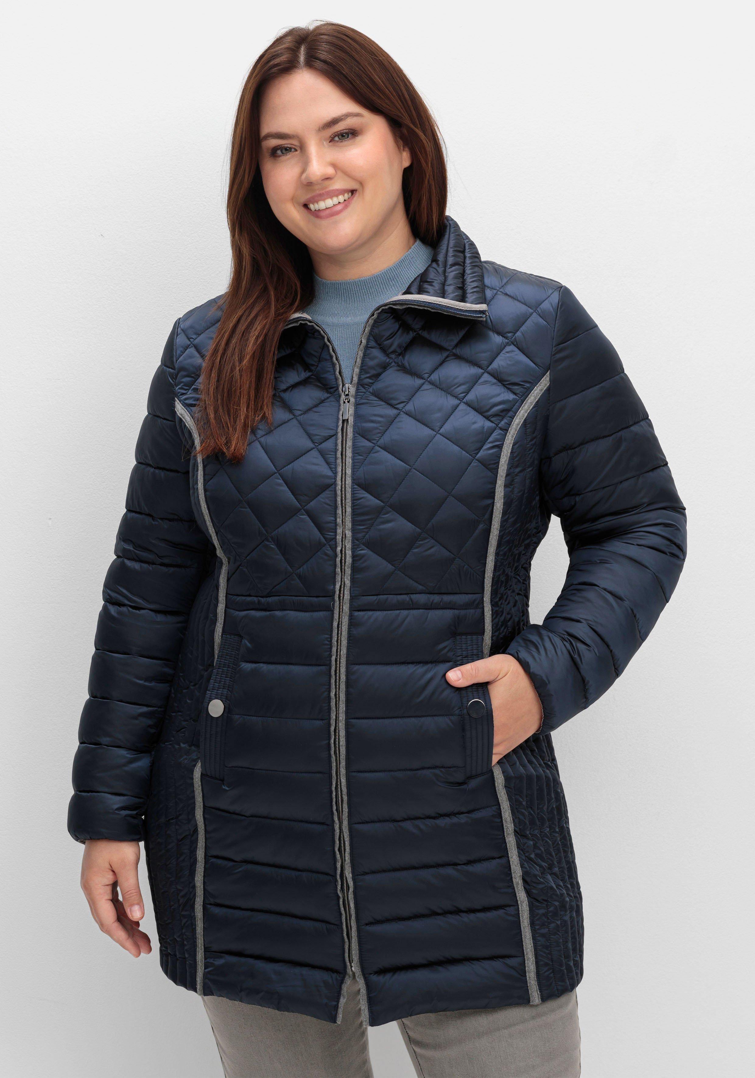 sheego Winterjacke im Steppmix, mit feinem Schimmer - marine sheego