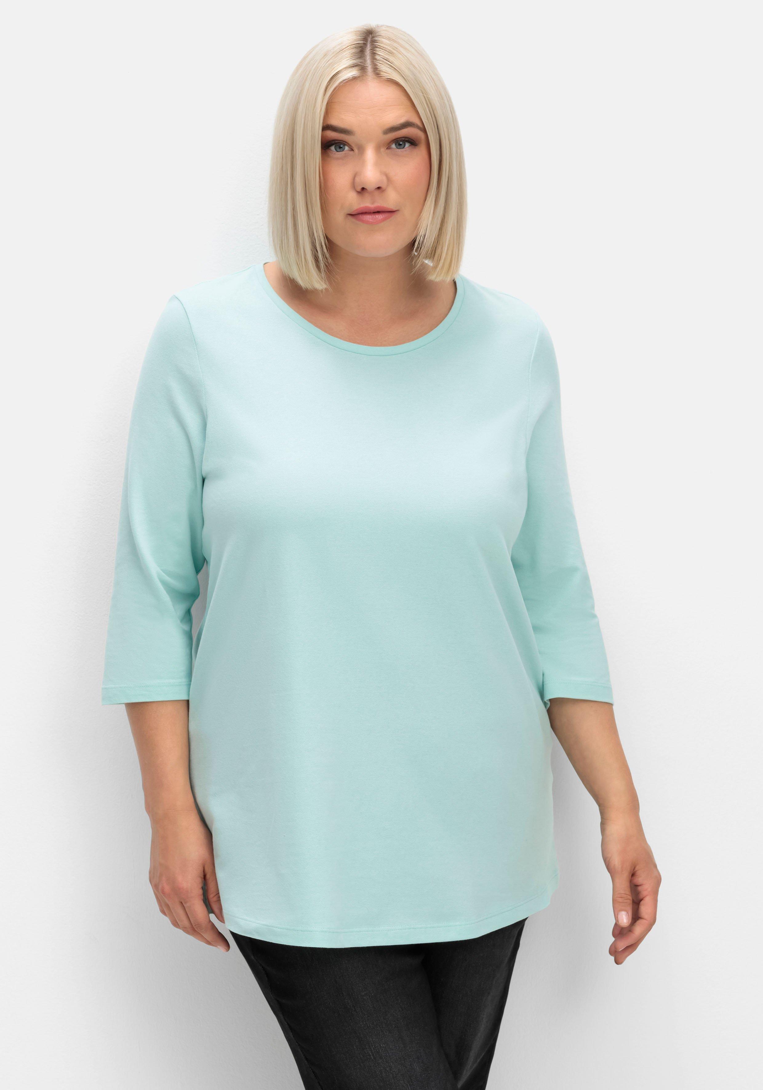 sheego Shirt in Piqué-Qualität mit 3/4-Ärmeln - mint sheego