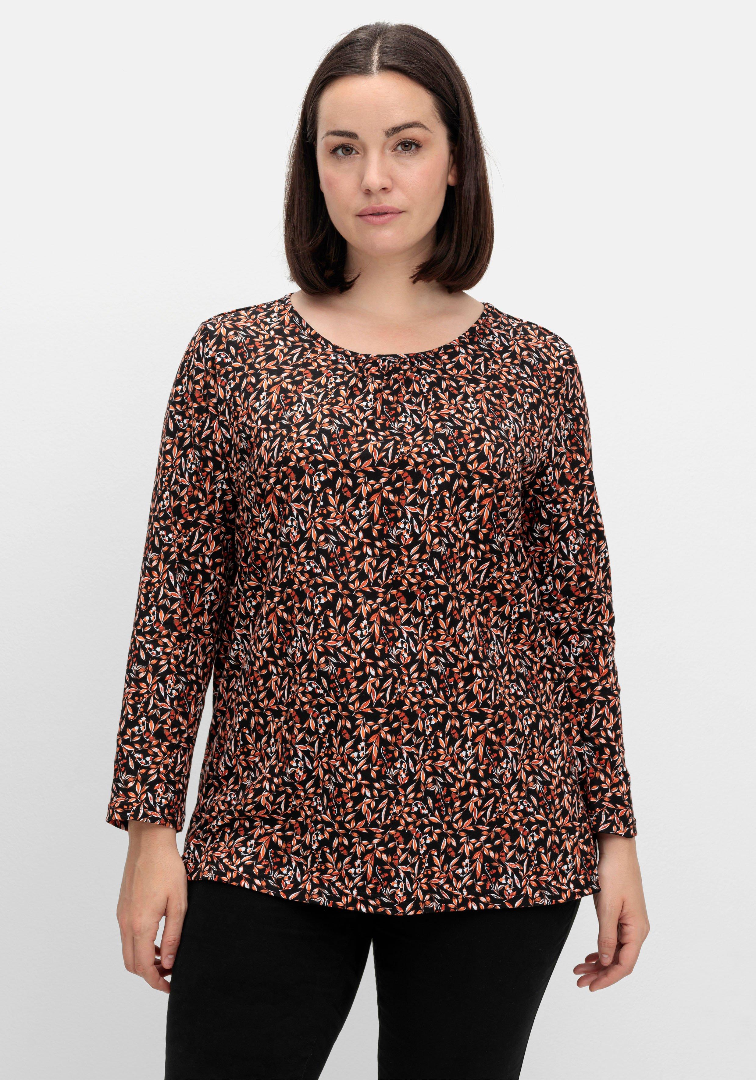 sheego Langarmshirt aus Jersey mit Minimalprint - rostrot gemustert sheego