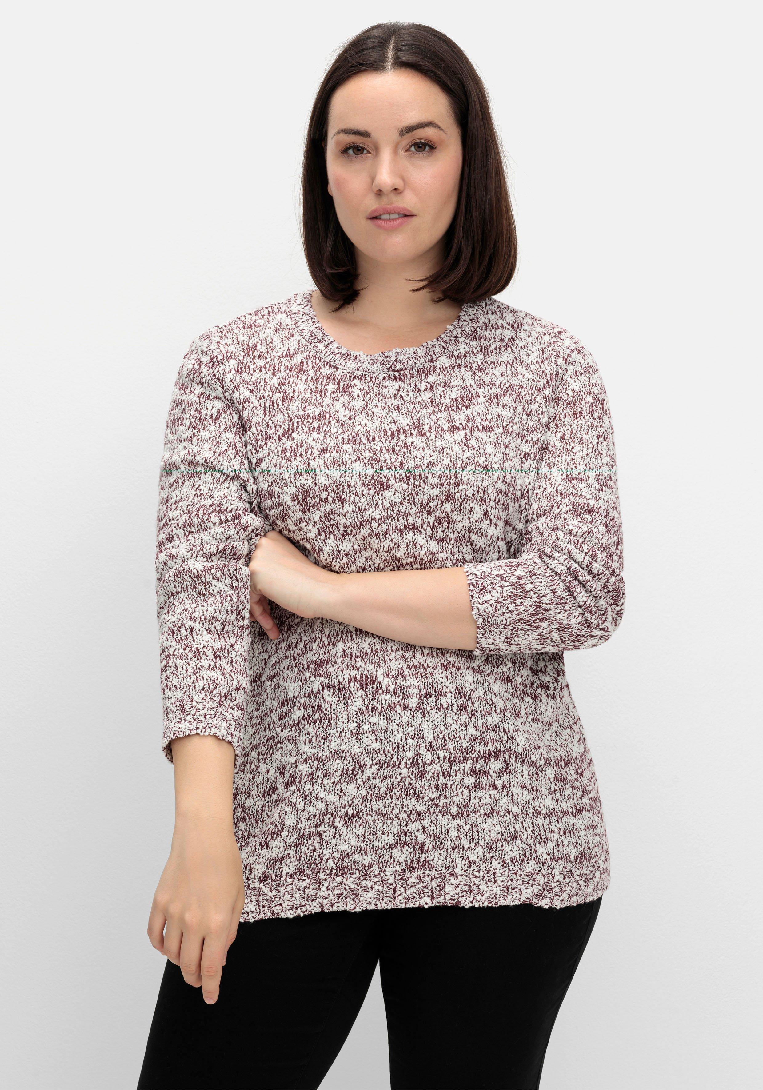 sheego Pullover aus meliertem Effektgarn - burgund sheego