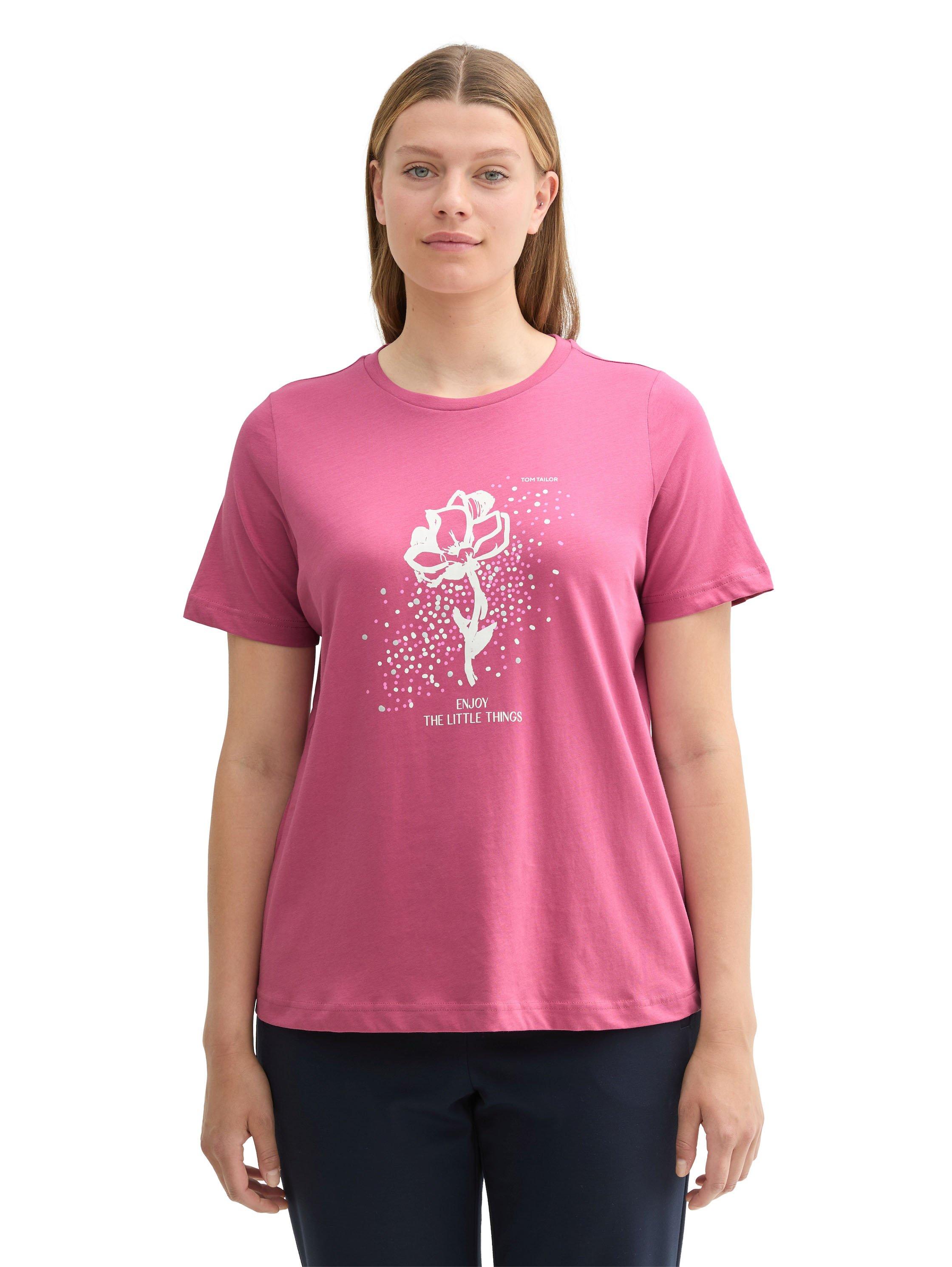 TOM TAILOR Plus T-Shirt mit platziertem Frontdruck - pink bedruckt sheego