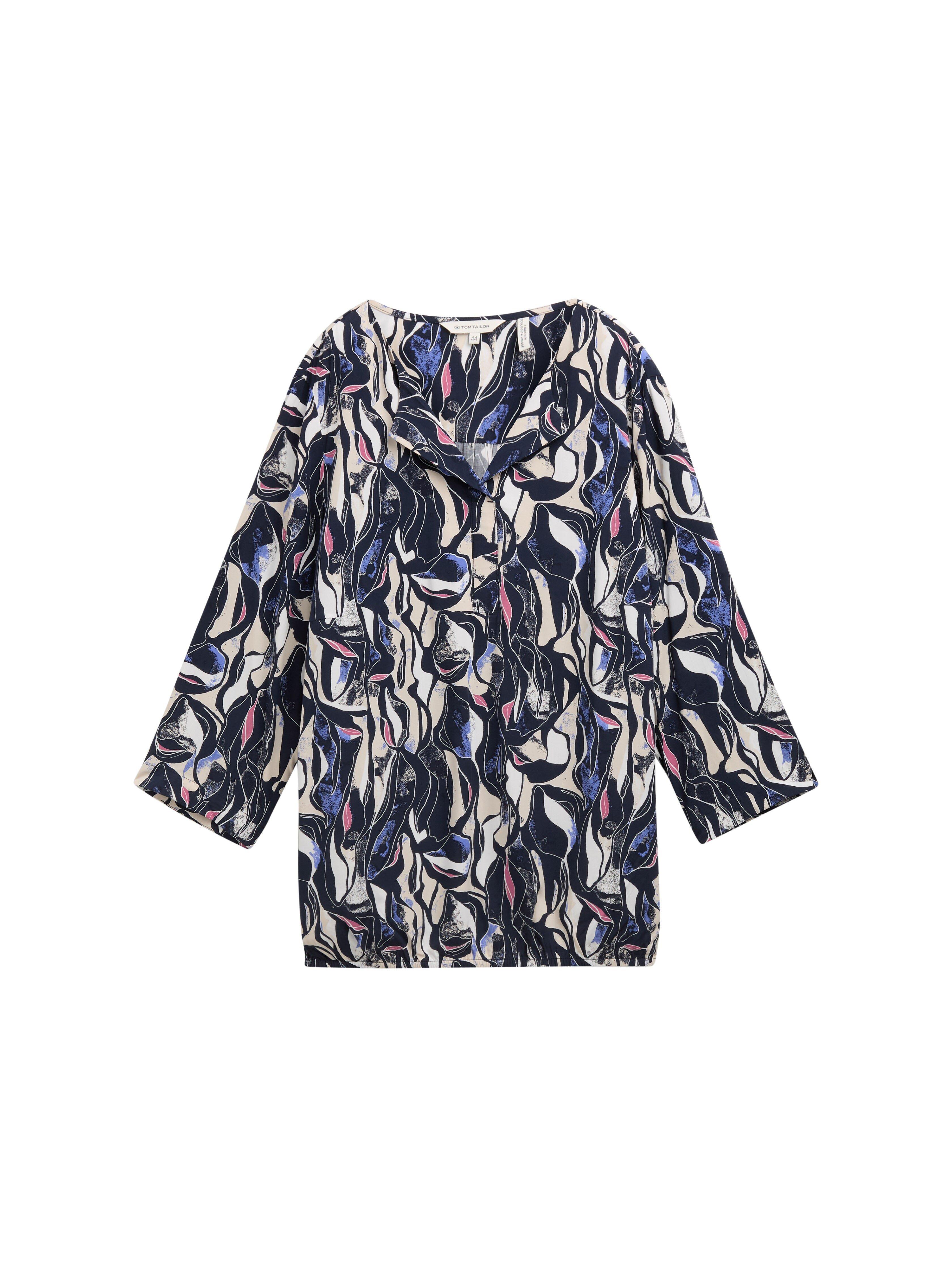 TOM TAILOR Plus Tunika mit Allovermuster und Stretch-Saumbund - marine gemustert sheego