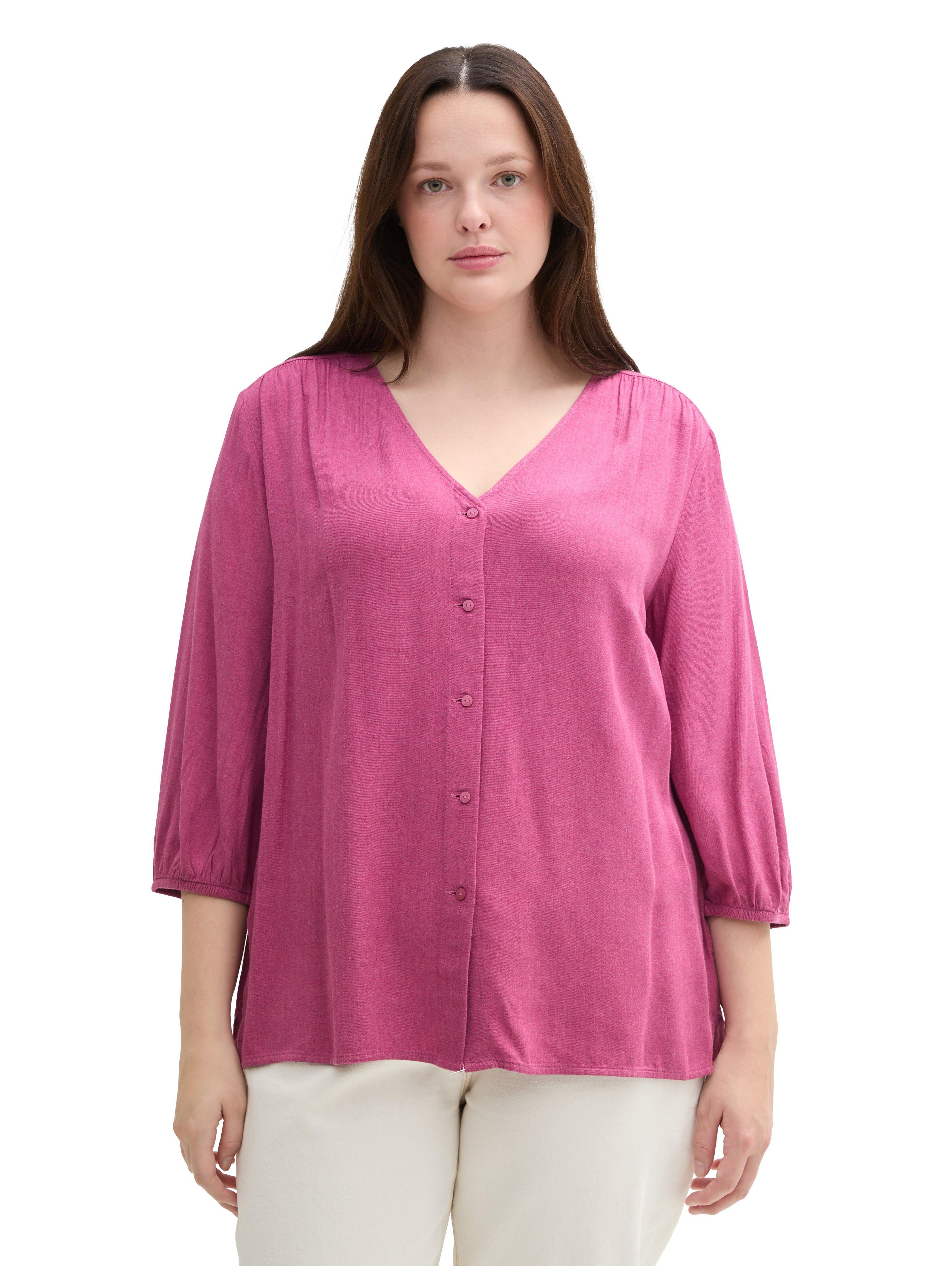 TOM TAILOR Plus Bluse mit V-Ausschnitt und 3/4-Arm - beere sheego