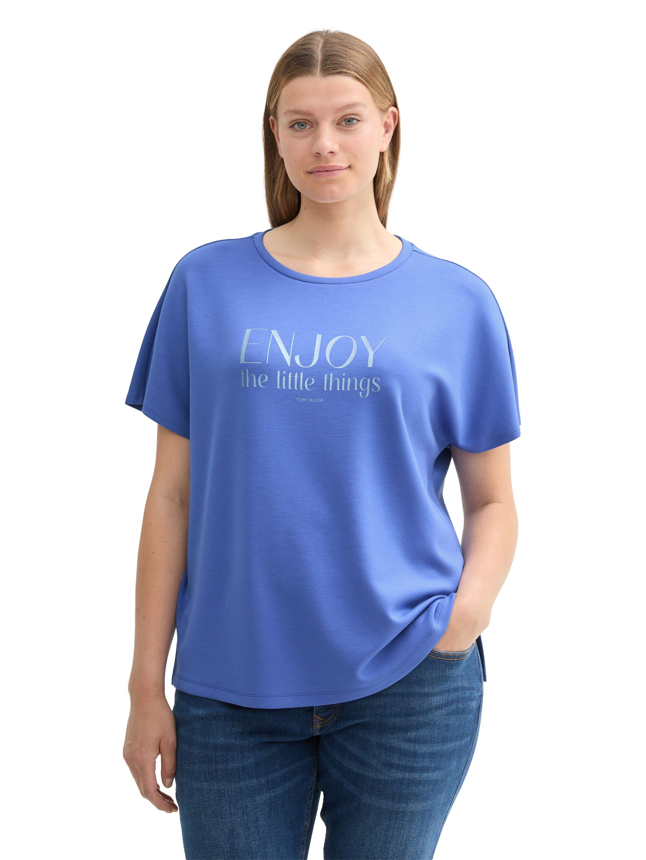 TOM TAILOR Plus T-Shirt mit Statementprint - mittelblau bedruckt sheego