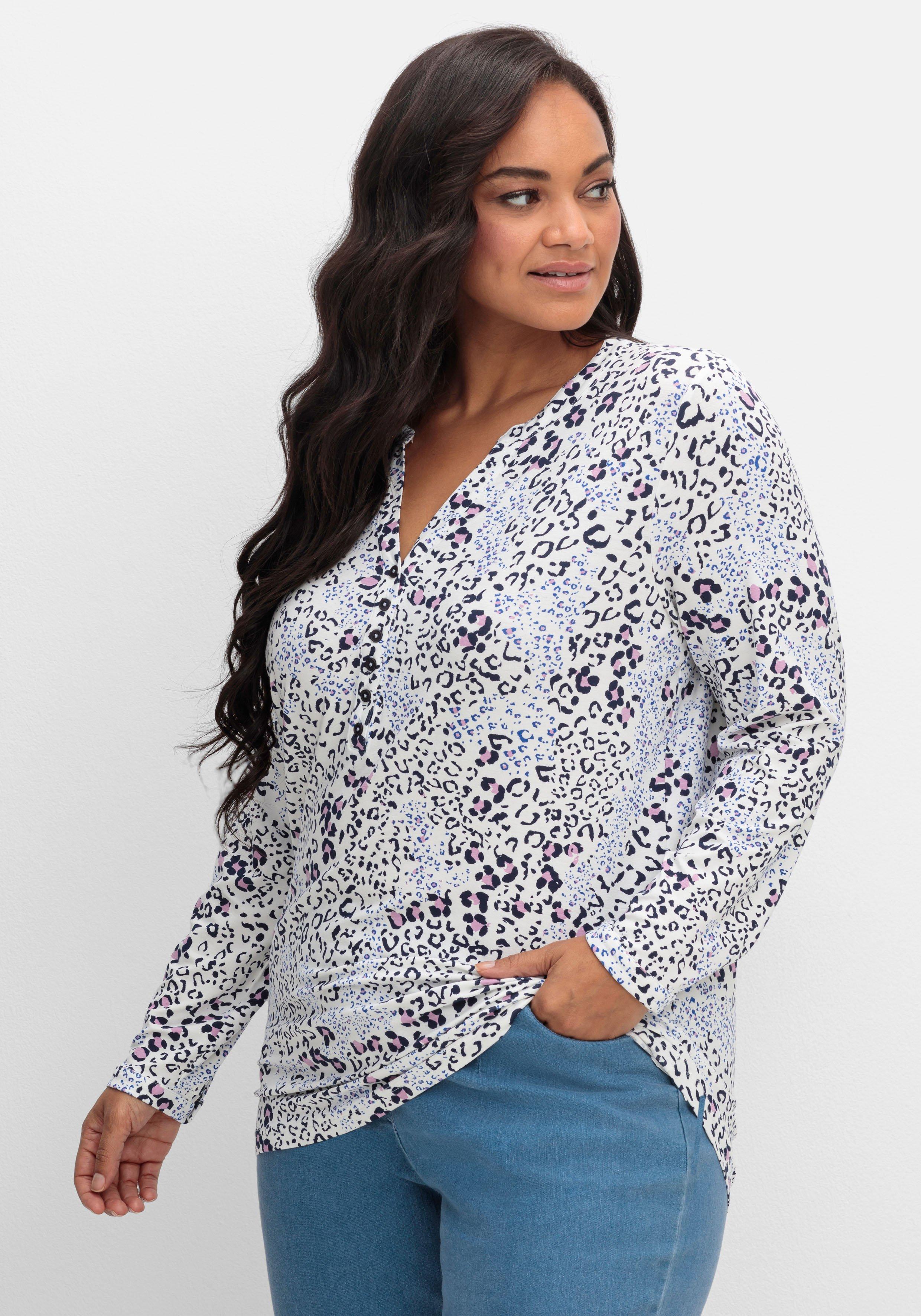 sheego Shirtbluse aus Viskosejersey, mit Animalprint - ecru gemustert sheego