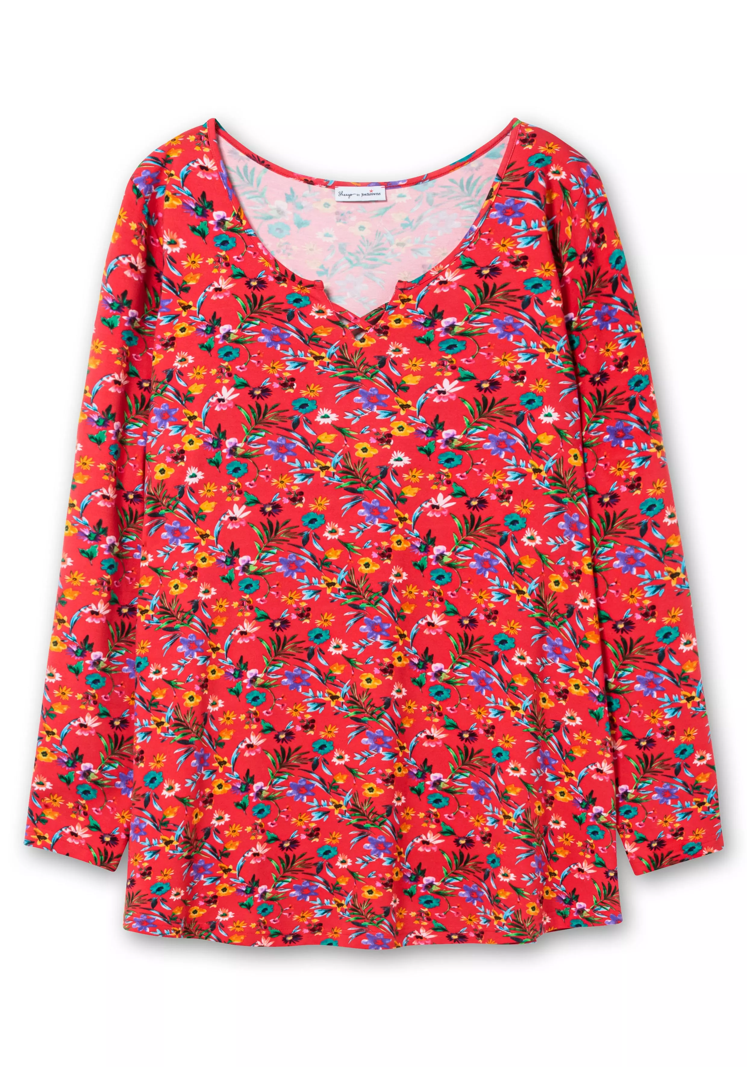 Longshirt mit Blümchen-Alloverdruck rot gemustert