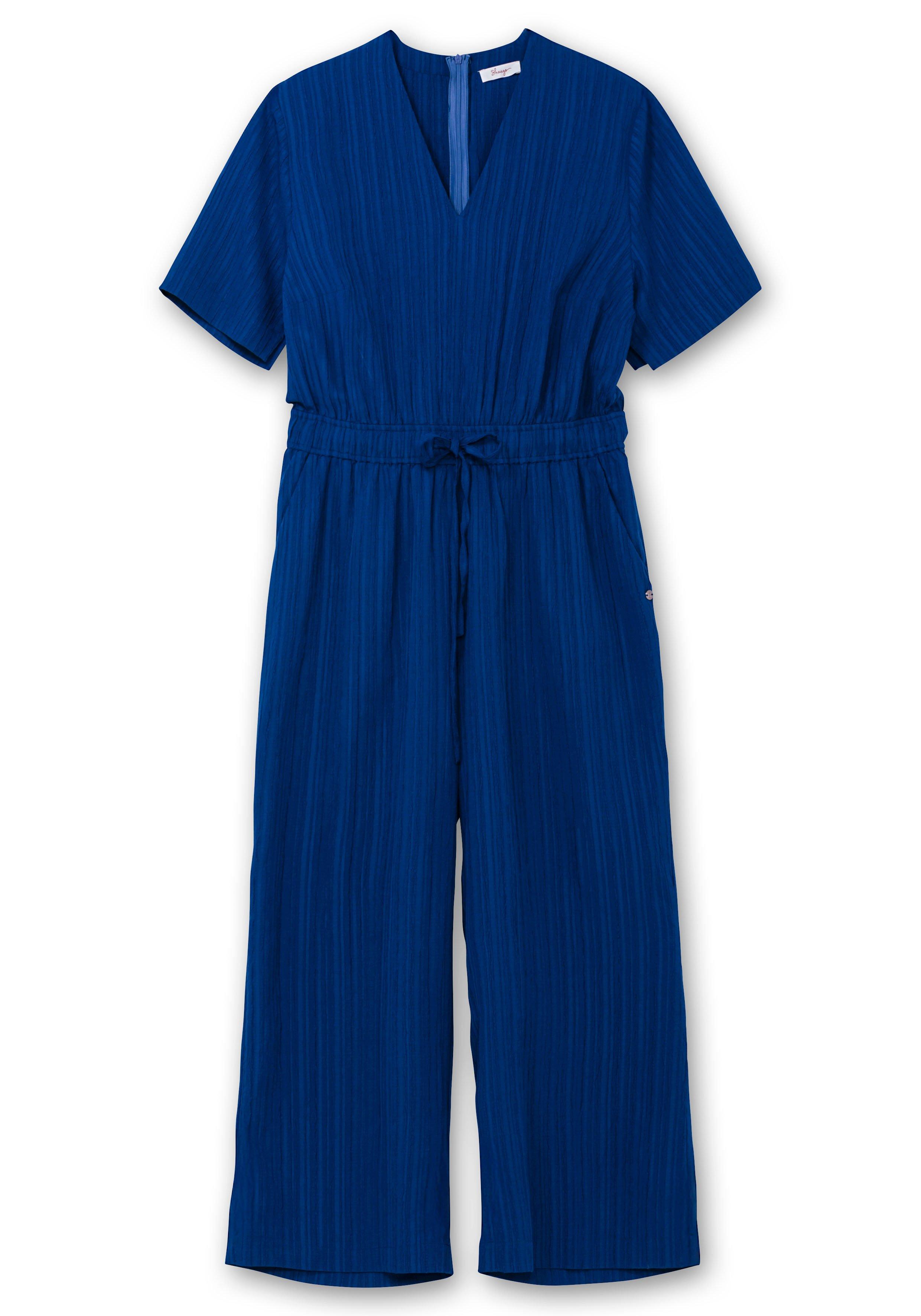 Thumbnail - Sheego Jumpsuit mit Bindegürtel, in Längsstruktur, blaubeere, Gr.54