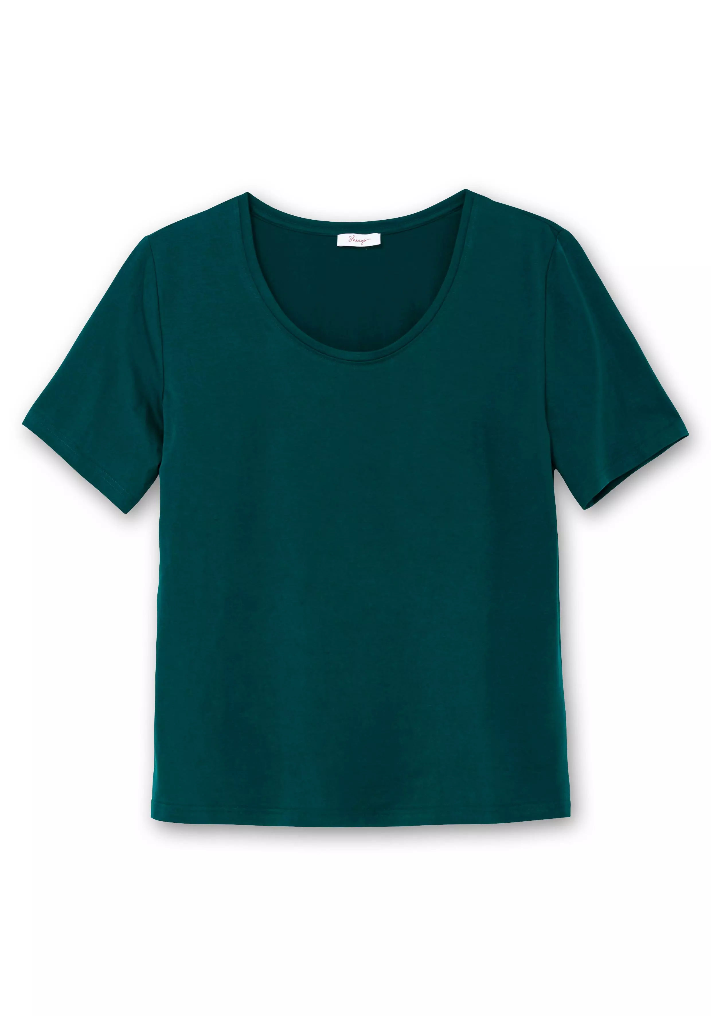 Jerseyshirt mit Rundhalsausschnitt, leicht tailliert petrol