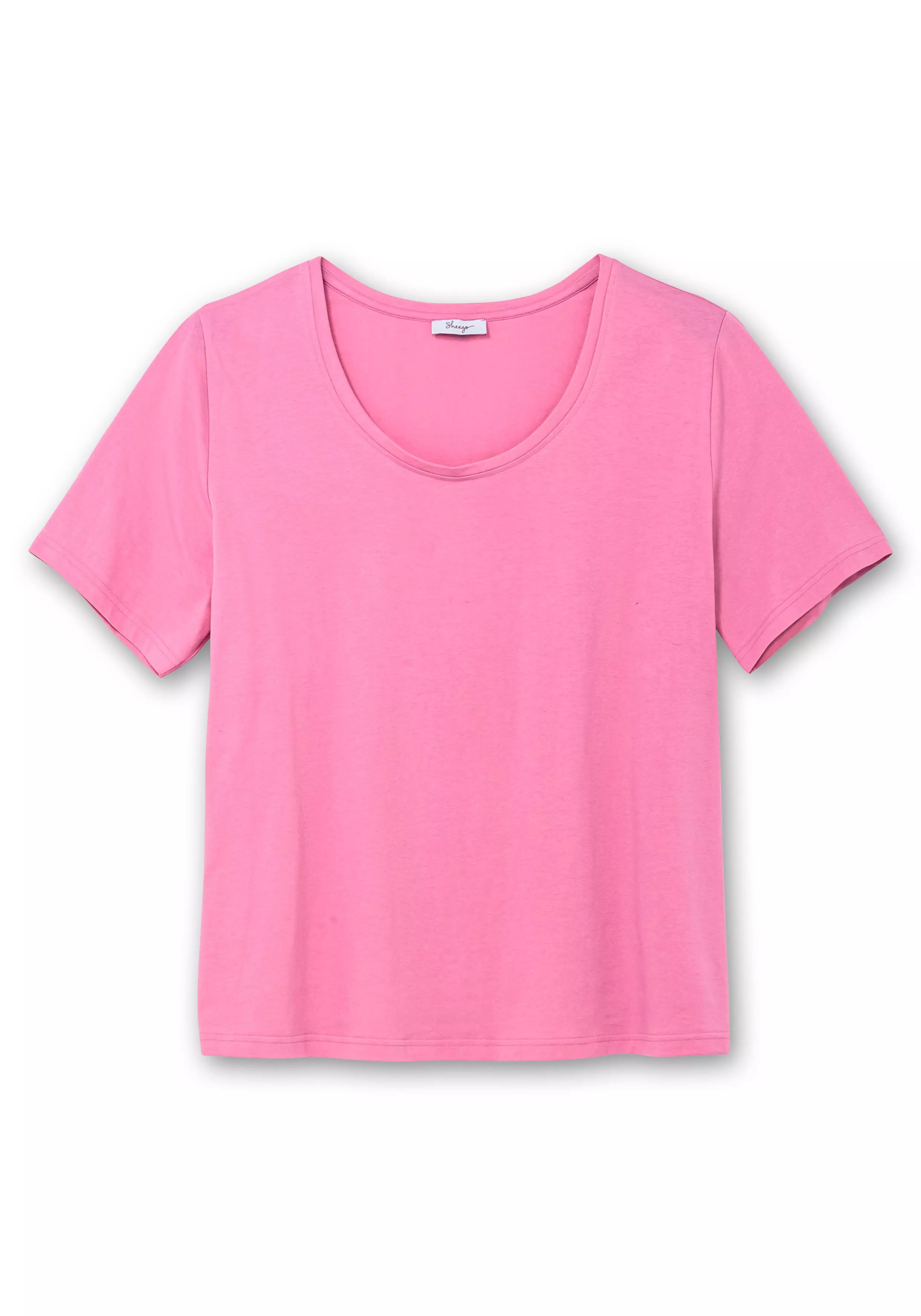 Jerseyshirt mit Rundhalsausschnitt, leicht tailliert blumiges pink