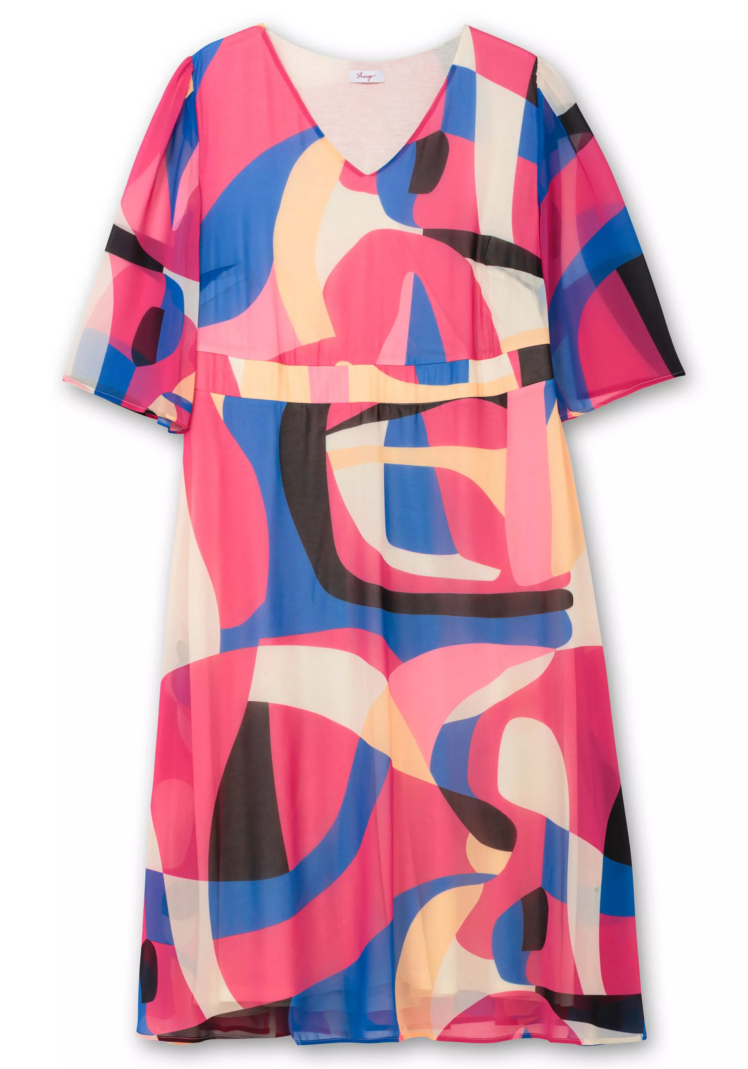 Maxikleid mit Grafikprint, im Lagenlook pink gemustert