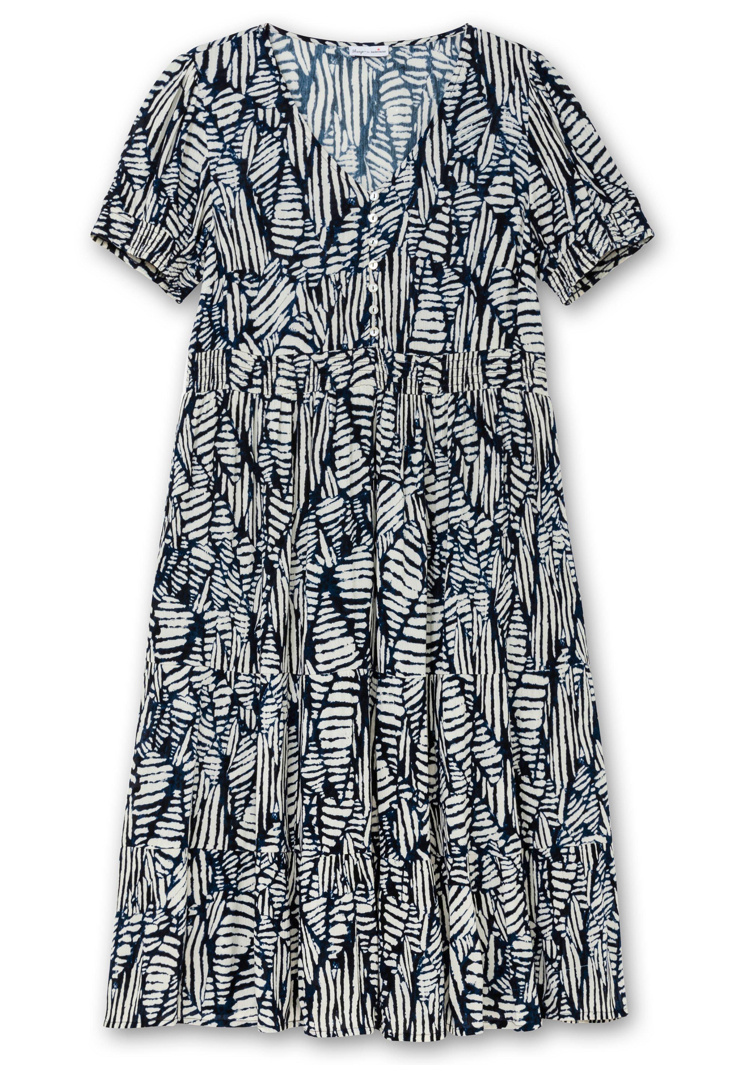 Thumbnail - Sheego Maxikleid mit Grafikprint und Volantsaum, blaubeere gemustert, Gr.42