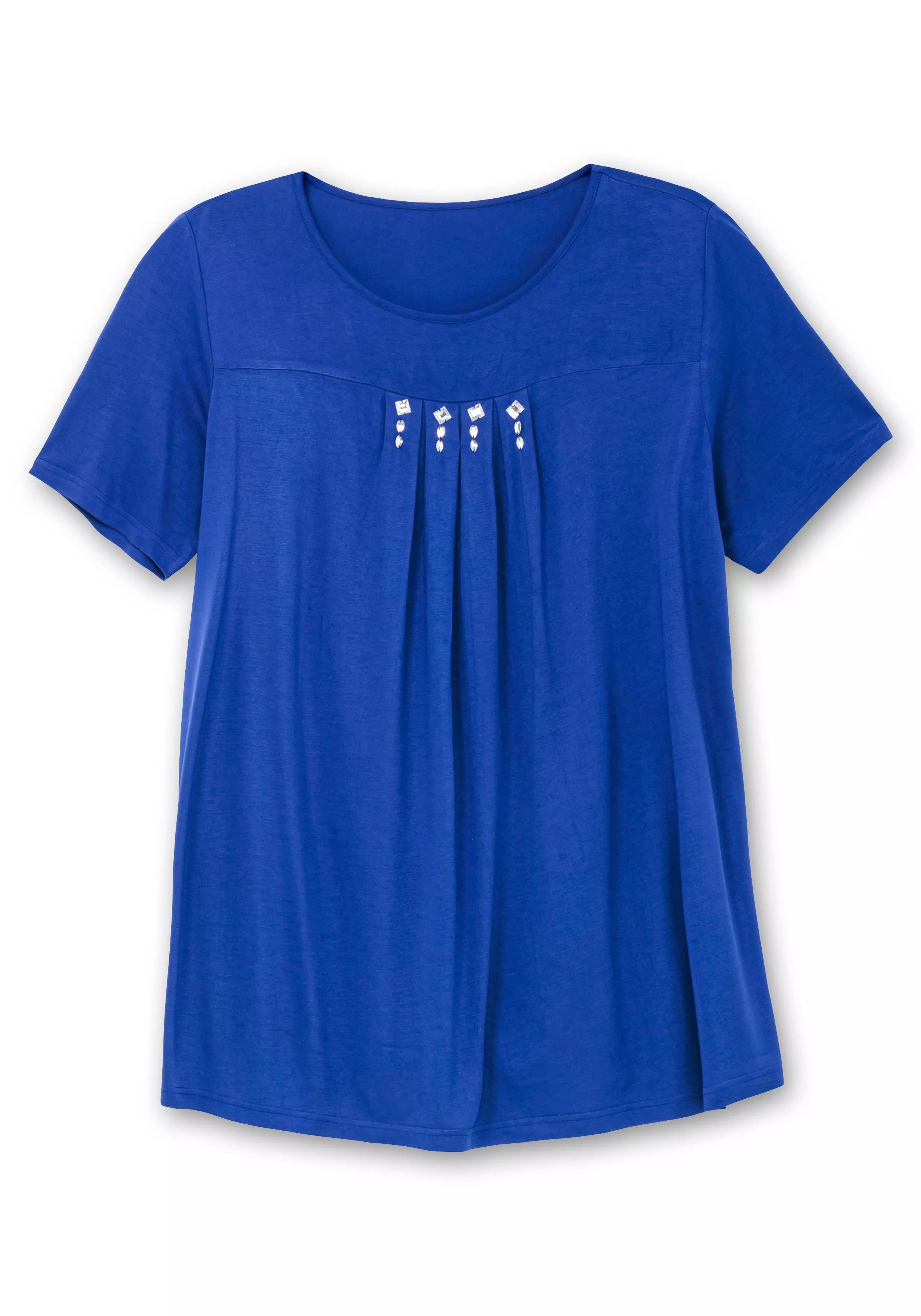 Shirt mit Faltendetails und Ziersteinen royalblau