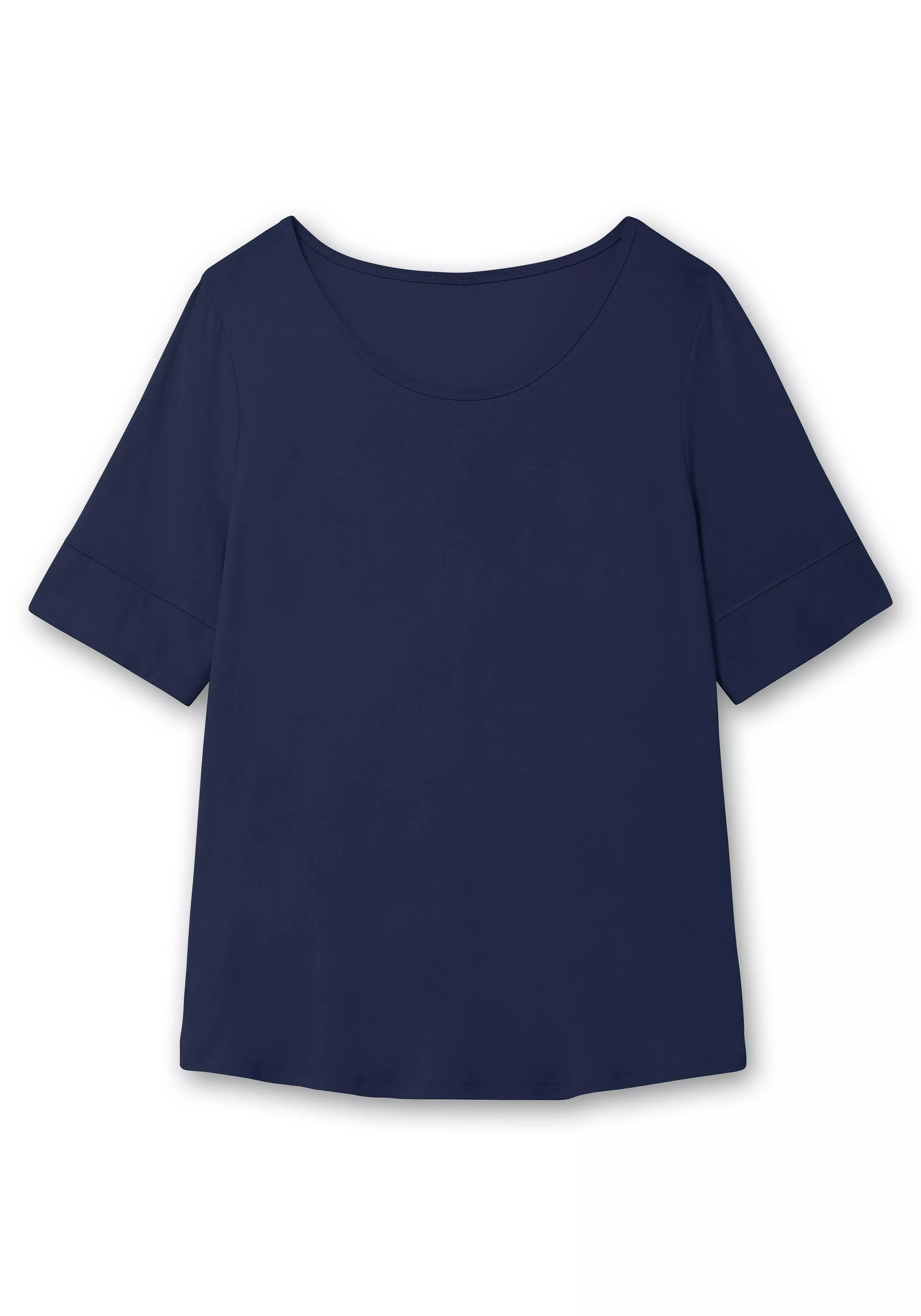 Jerseyshirt mit abgerundetem Saum marine